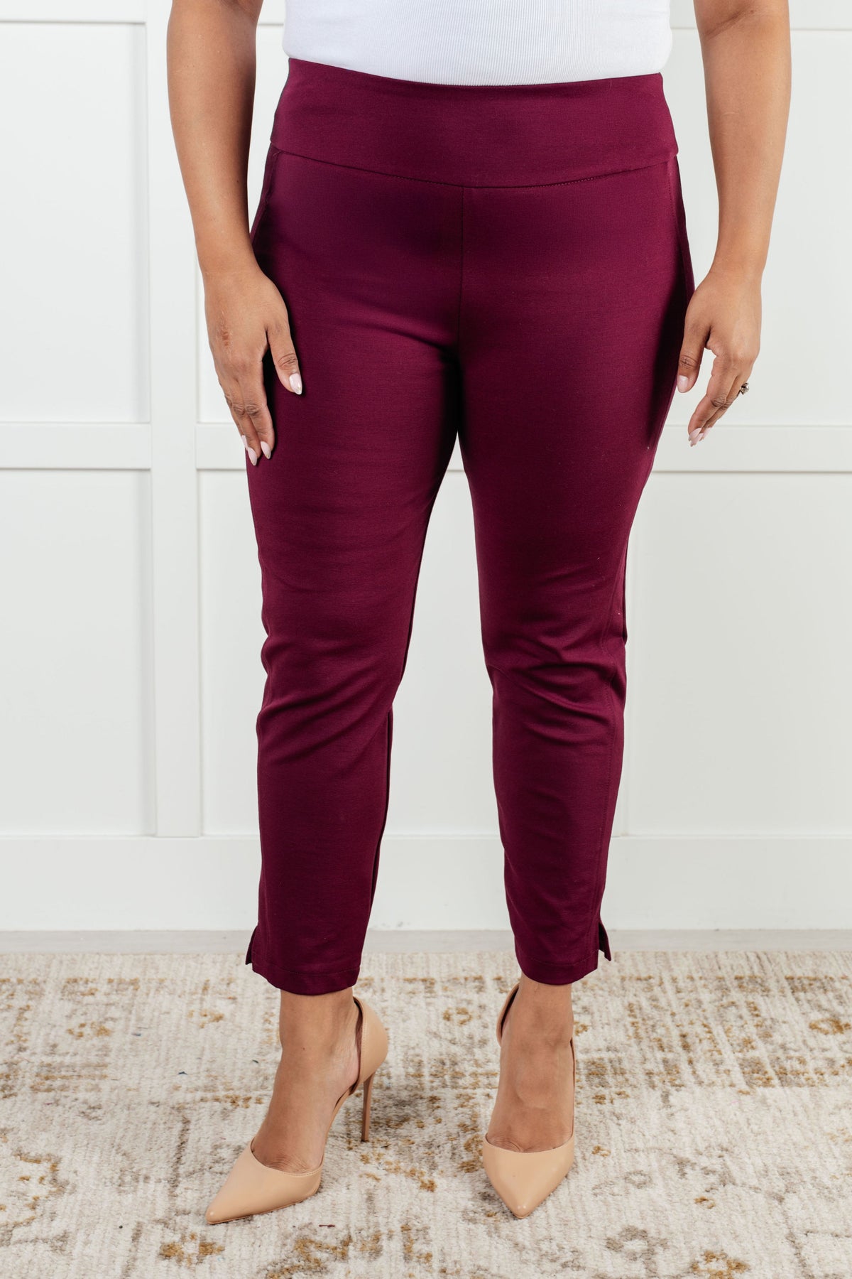 Dear Scarlett Magic Ankle Crop Skinny Pants in Wine 3XL Bottoms