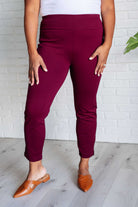 Dear Scarlett Magic Ankle Crop Skinny Pants in Wine Bottoms