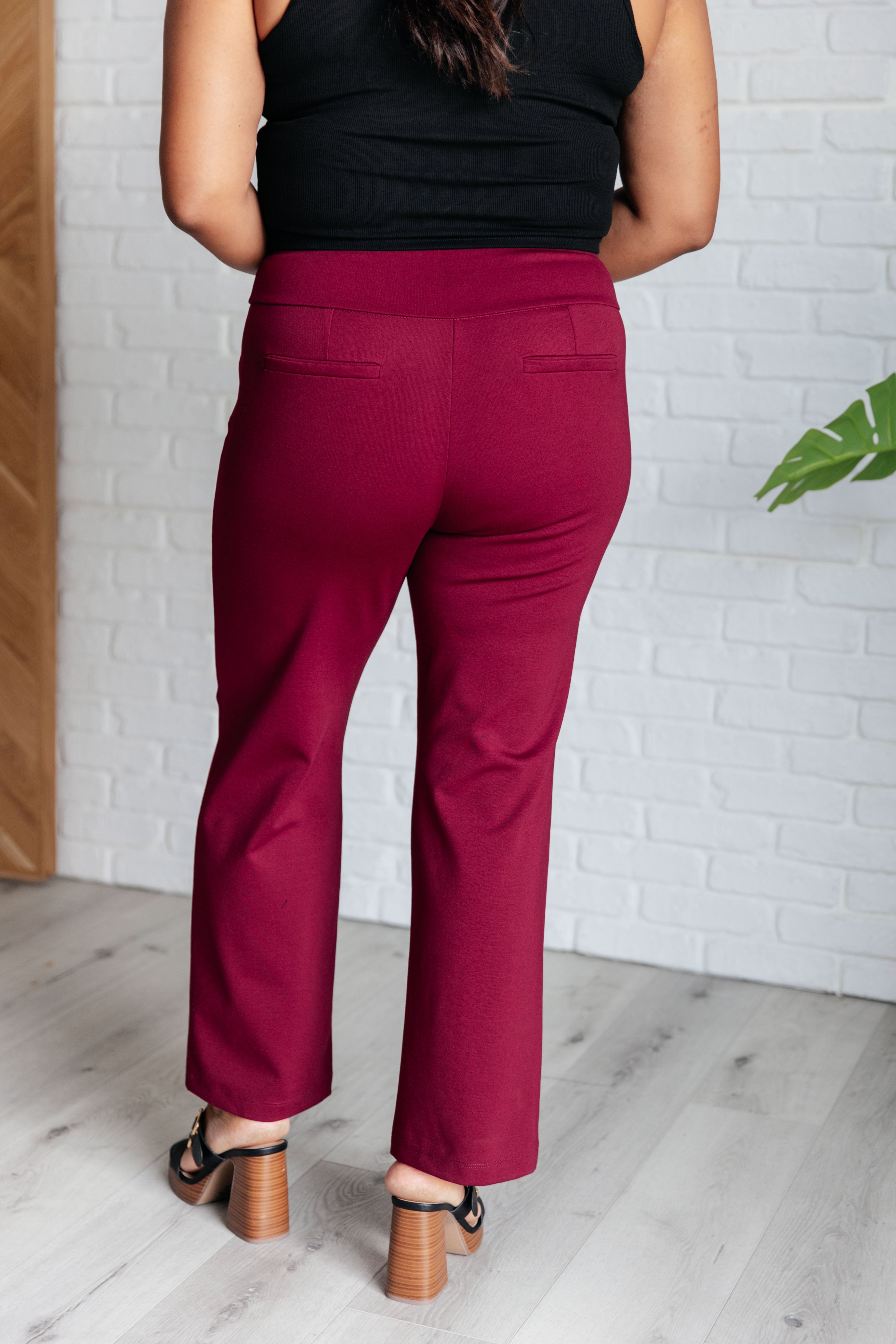 Dear Scarlett Magic Straight Pants in Wine Pants