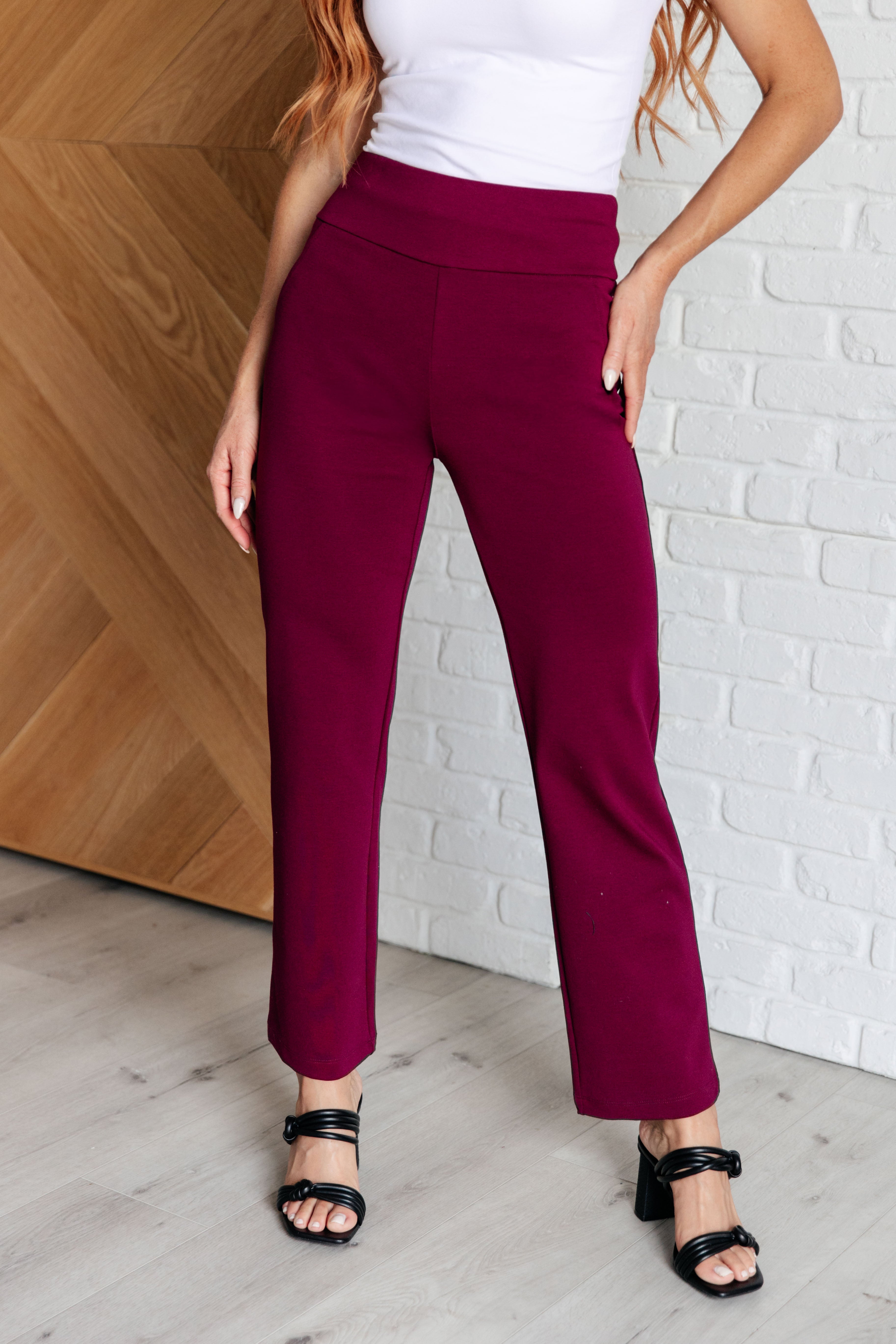 Dear Scarlett Magic Straight Pants in Wine Pants