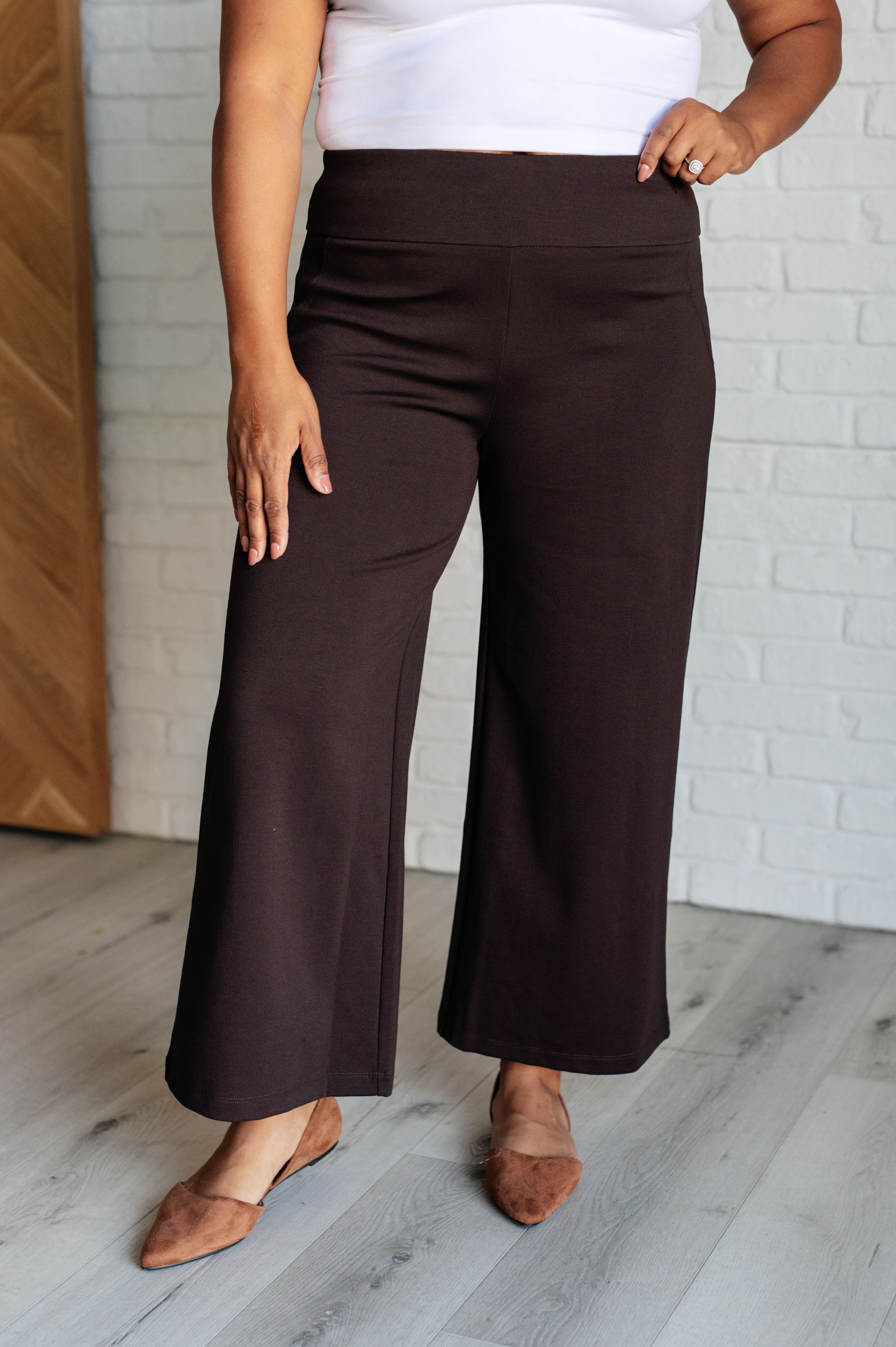 Dear Scarlett Magic Wide Leg Crop Pants in Chocolate 3XL Pants
