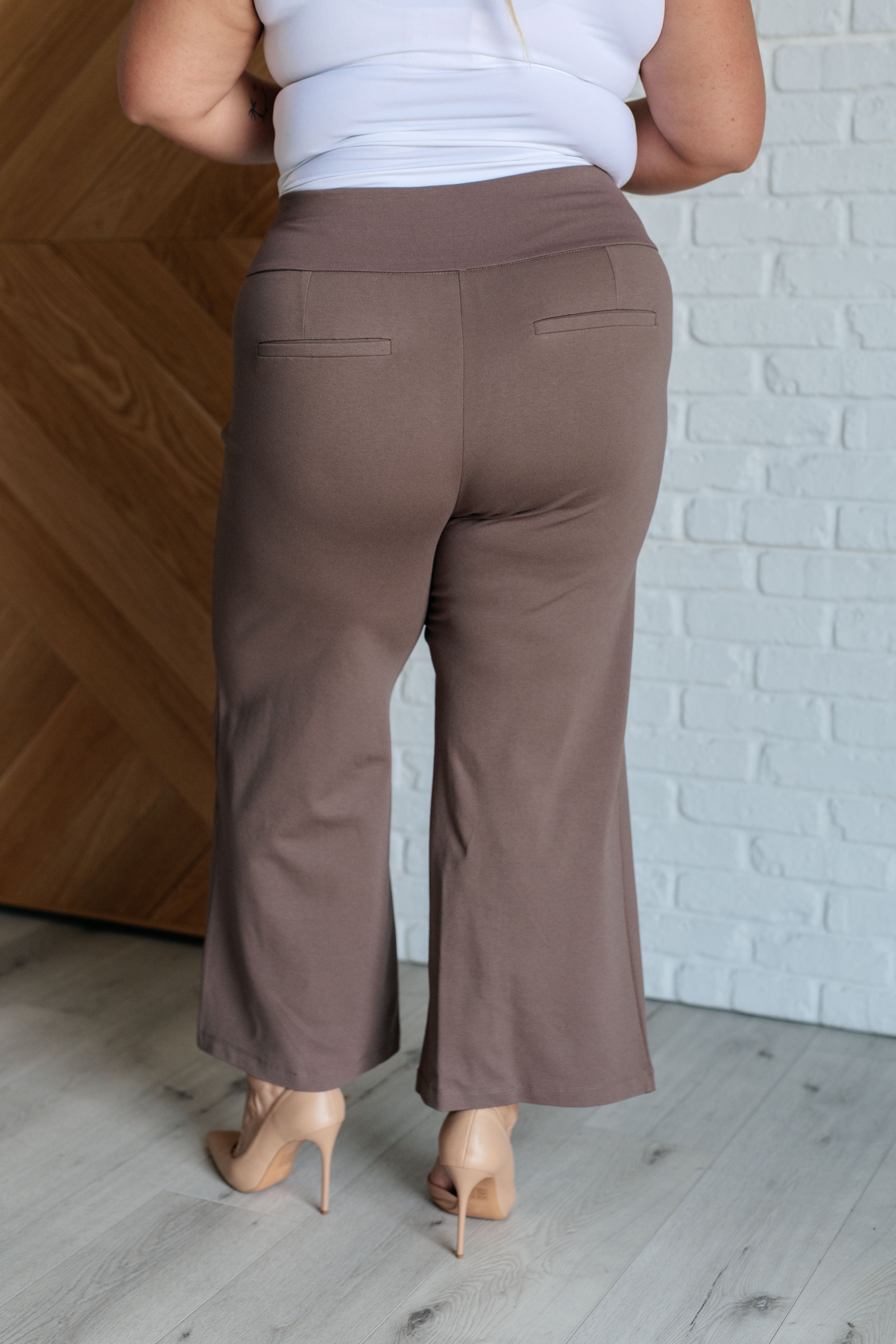 Dear Scarlett Magic Wide Leg Crop Pants in Dark Mocha Pants