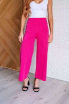 Dear Scarlett Magic Wide Leg Crop Pants in Hot Pink Bottoms