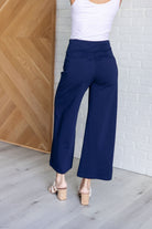 Dear Scarlett Magic Wide Leg Crop Pants in Navy Bottoms