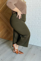 Dear Scarlett Magic Wide Leg Crop Pants in Olive Pants
