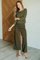 Dear Scarlett Magic Wide Leg Crop Pants in Olive Pants