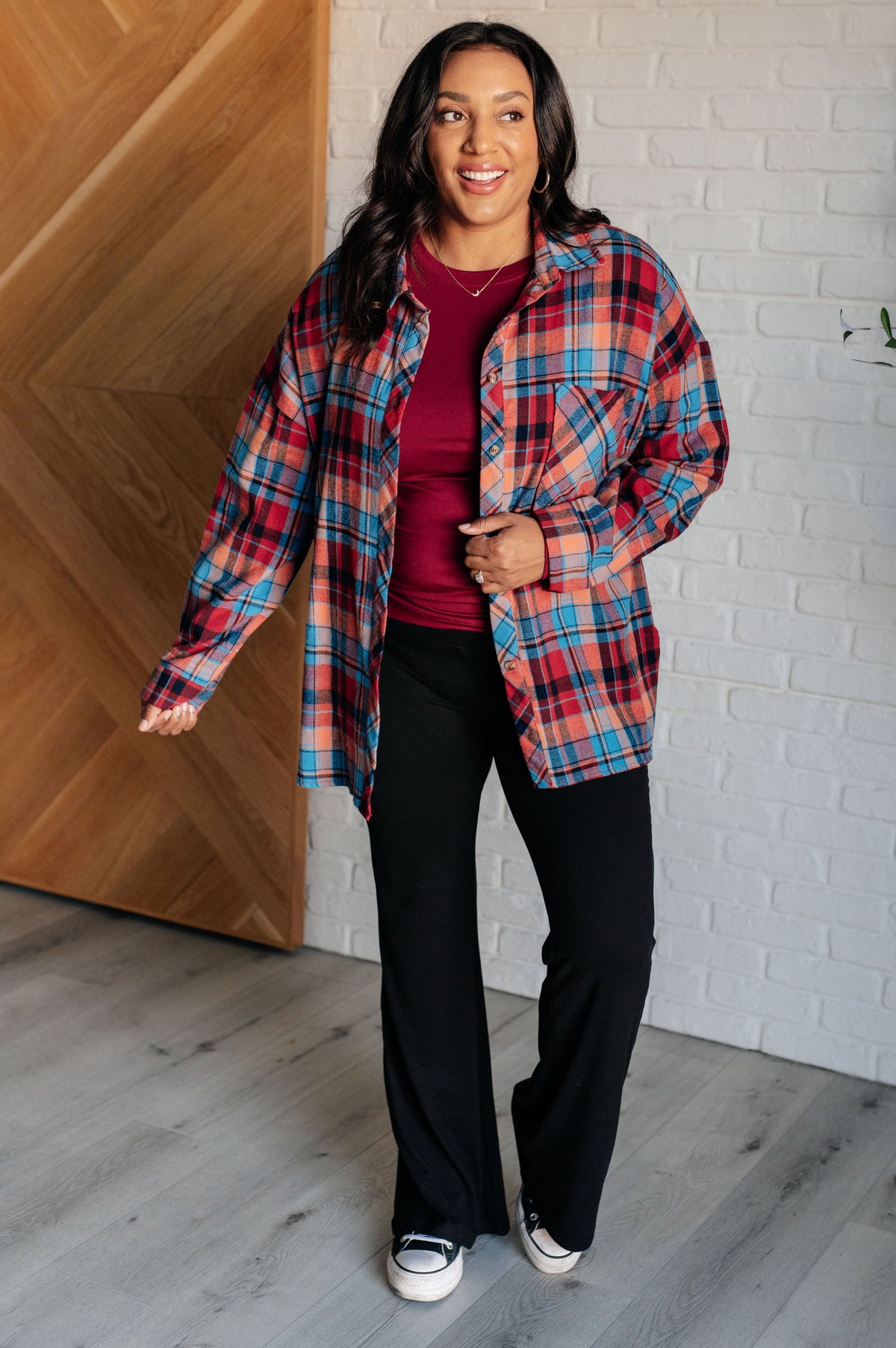 One Eleven North Make it Make Sense Plaid Button Up Tops
