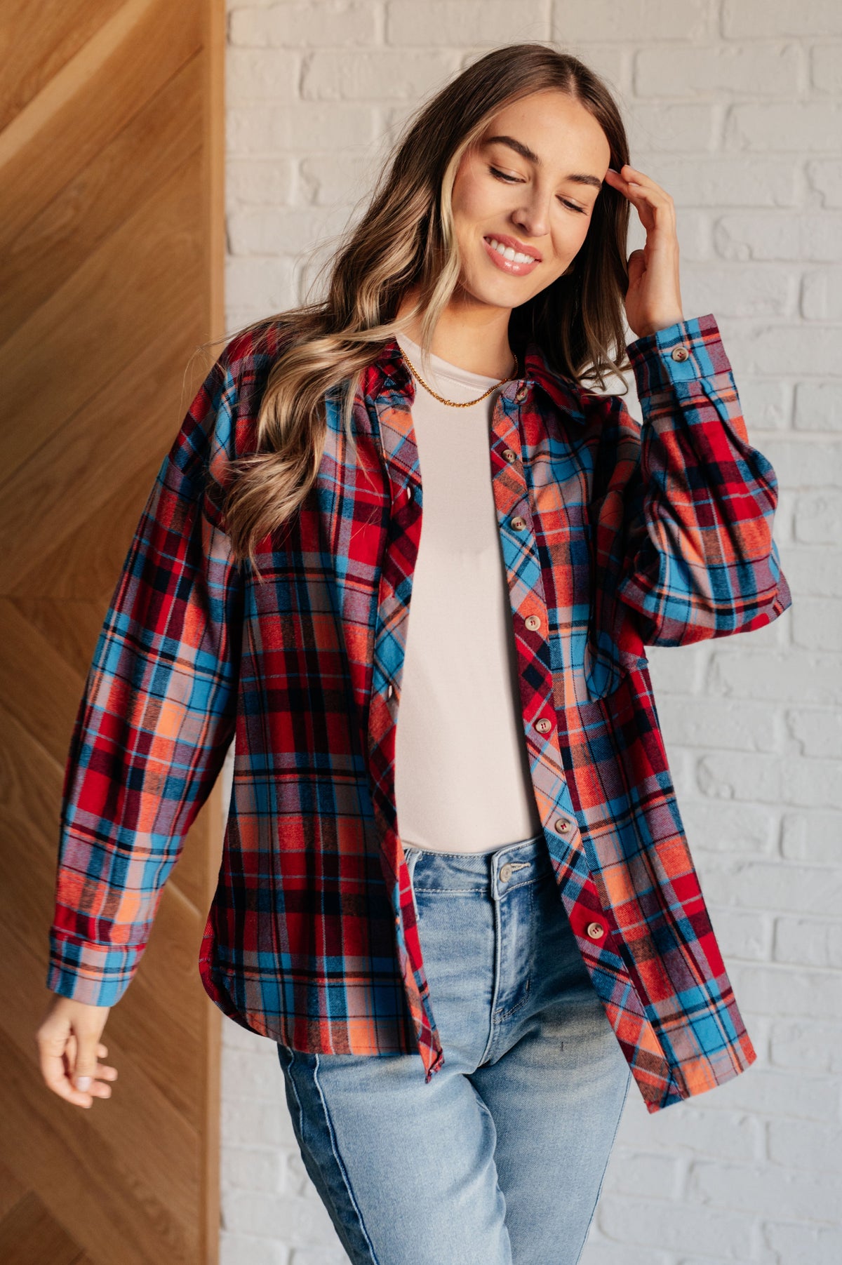 One Eleven North Make it Make Sense Plaid Button Up Tops