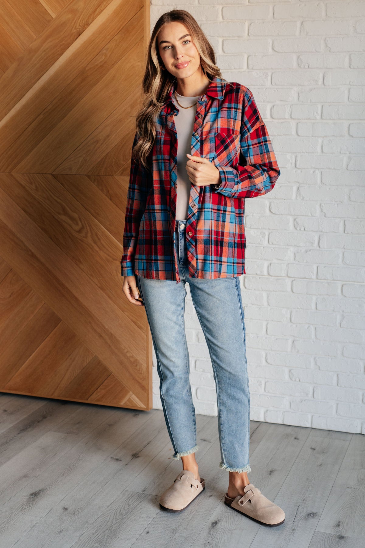 One Eleven North Make it Make Sense Plaid Button Up Tops