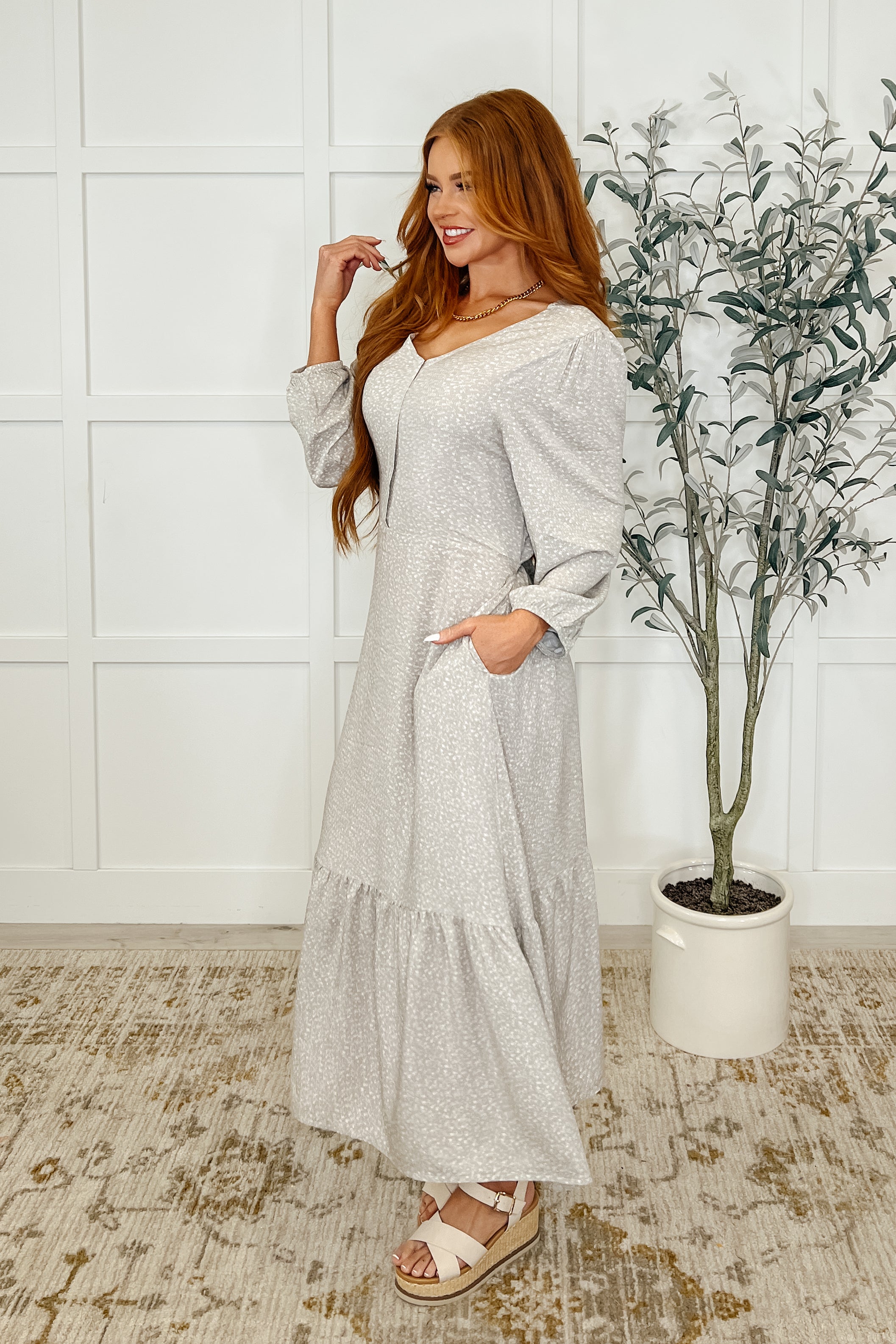 Honey Mark Maple Dress Greige Vineyard Womens