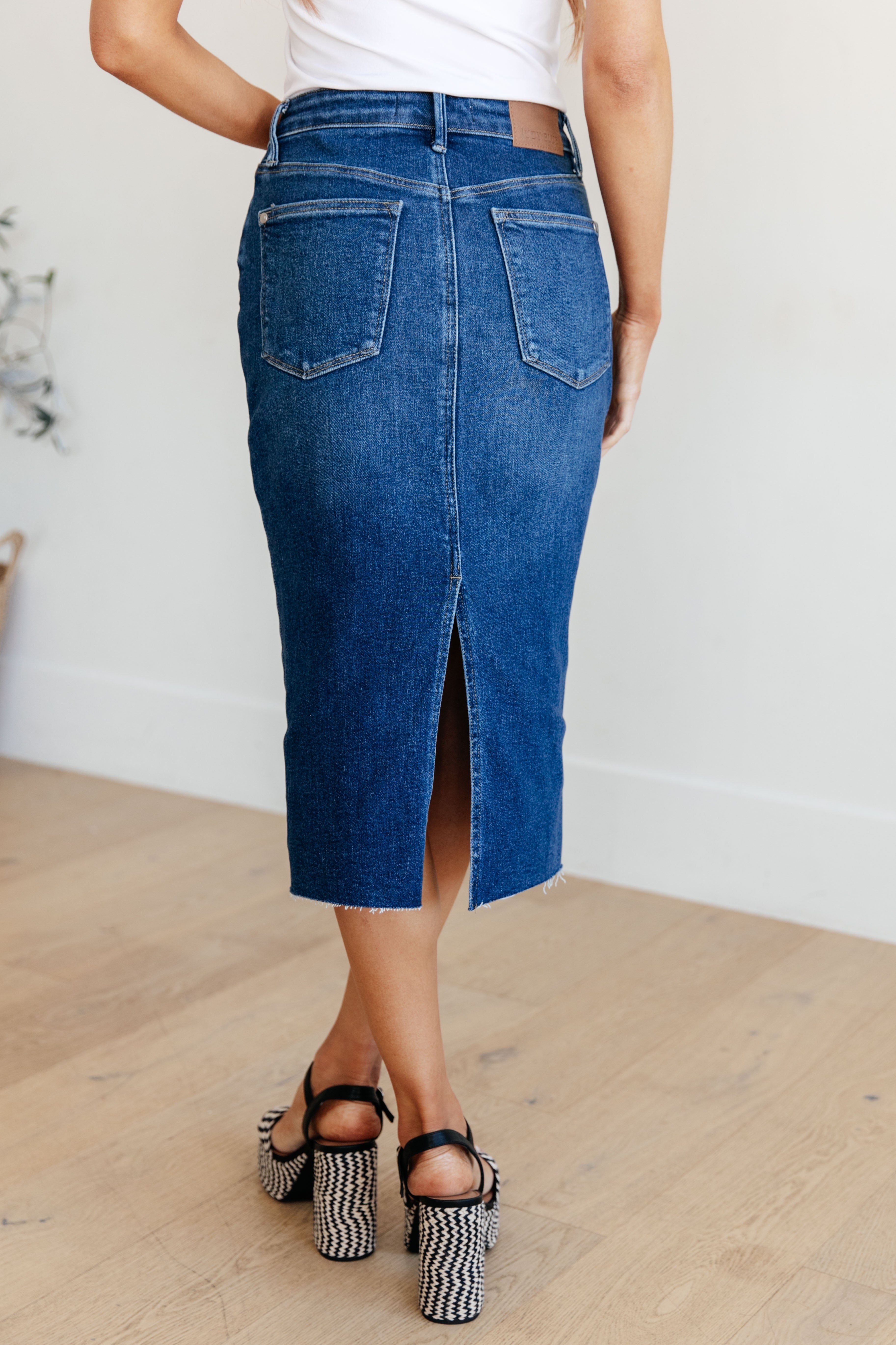 Judy Blue Marcy High Rise Denim Midi Skirt Womens