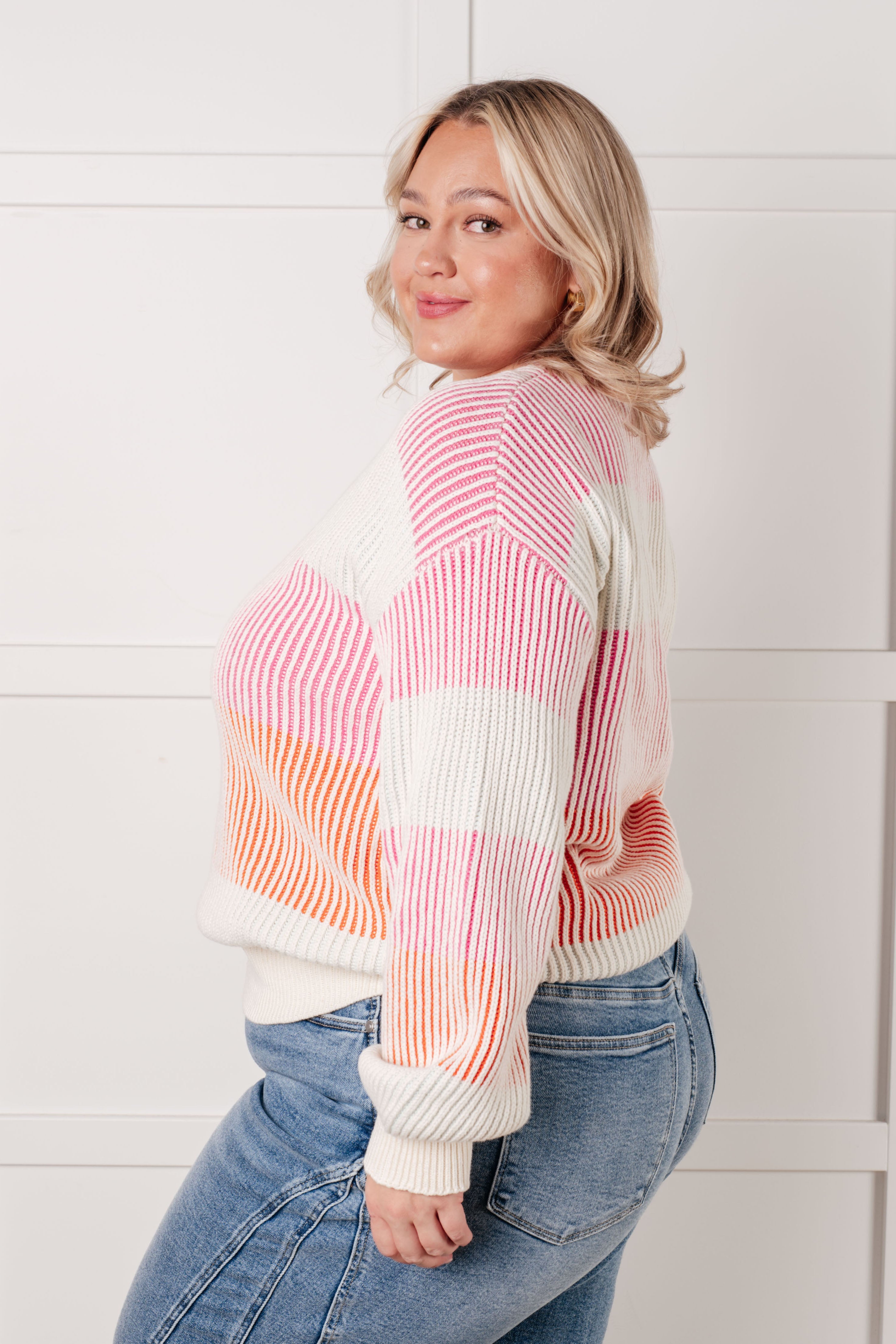One Eleven North Matchmaker Striped Ribbed Sweater Tops