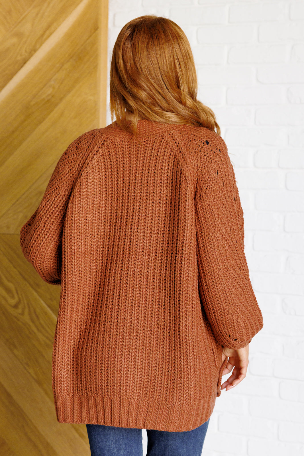 Very J Maybe Monday Cardigan in Chestnut Layers