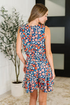 Haptics Meadow Mischief Sleeveless Dress in Navy/Orange/Teal Womens