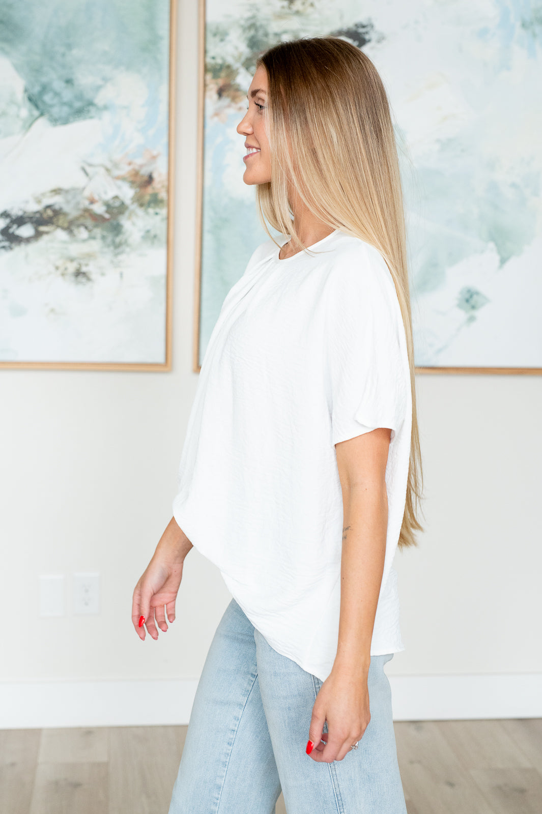 GeeGee Mild Moments Pleat Detail White Blouse Tops