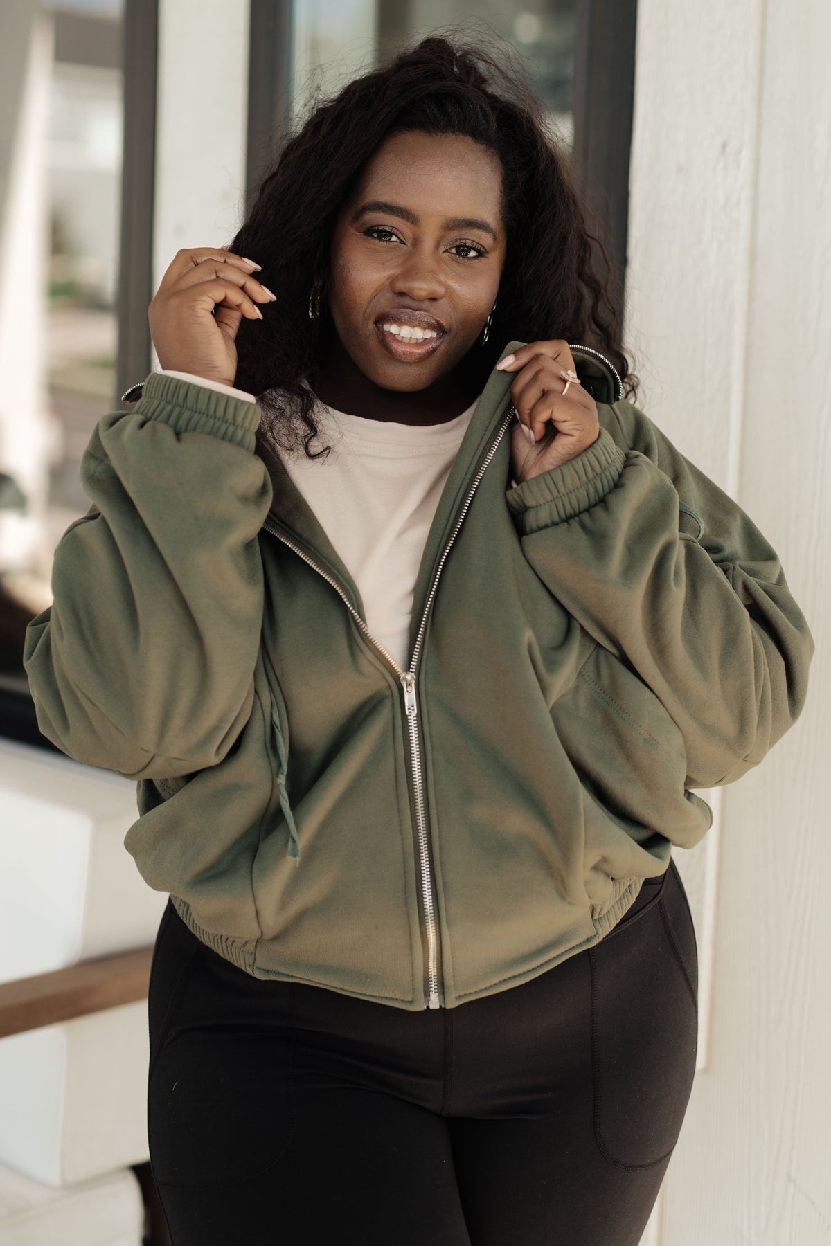 Miss You More Zip Up Sweatshirt Tops
