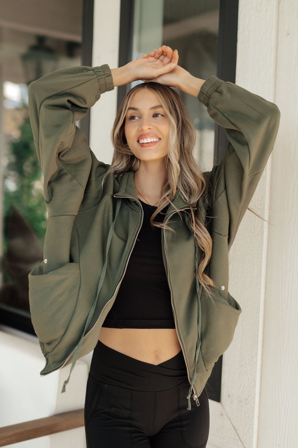 Miss You More Zip Up Sweatshirt Tops