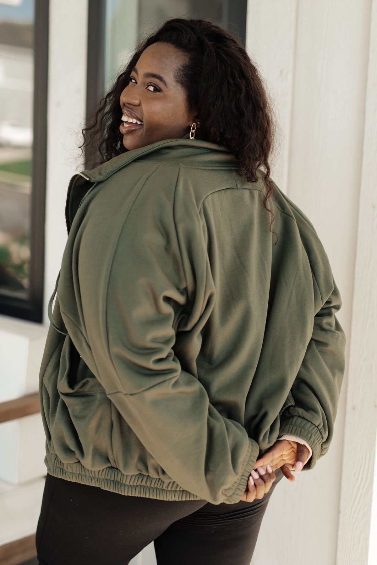 Miss You More Zip Up Sweatshirt Tops