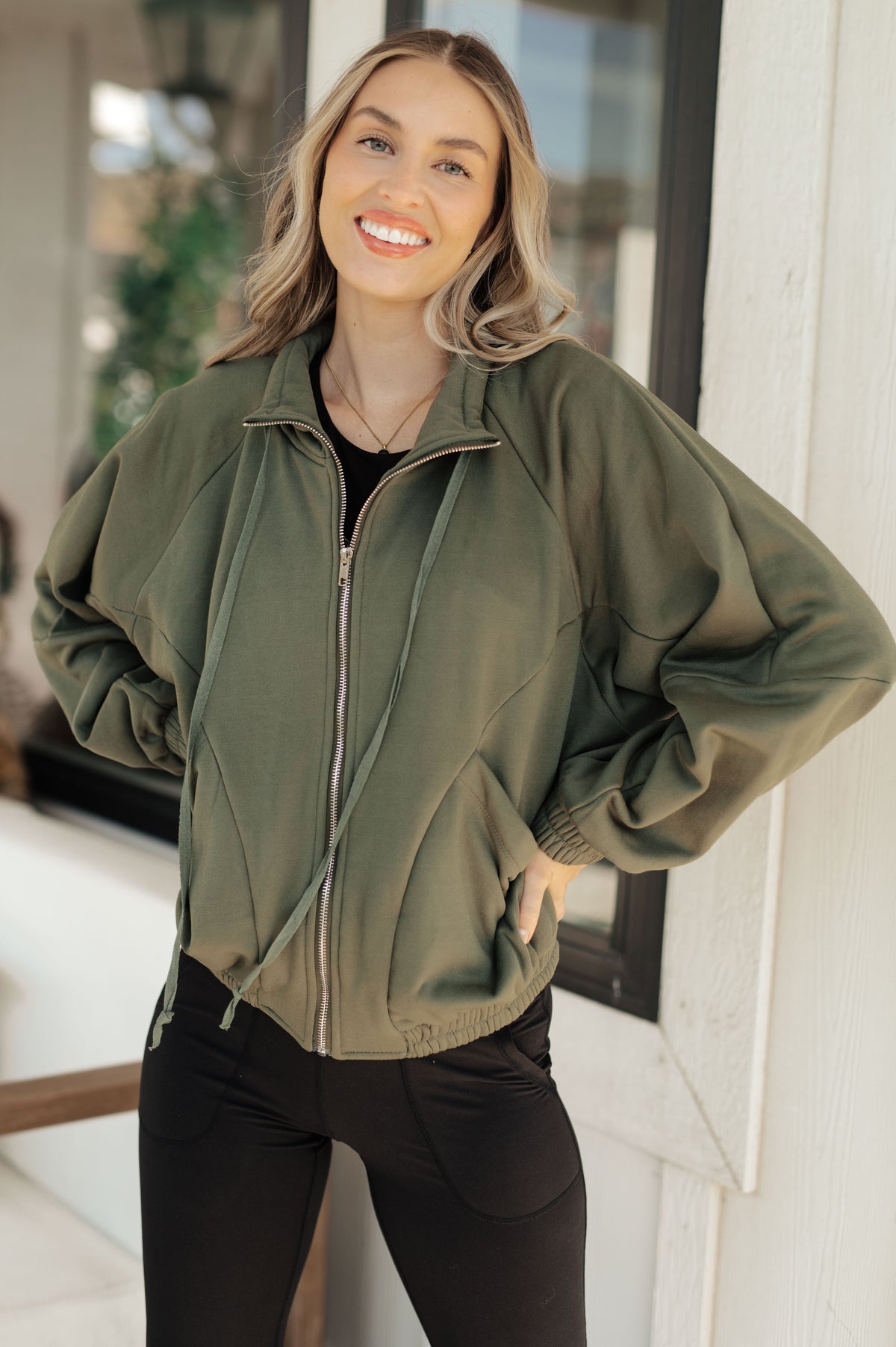 Miss You More Zip Up Sweatshirt Tops