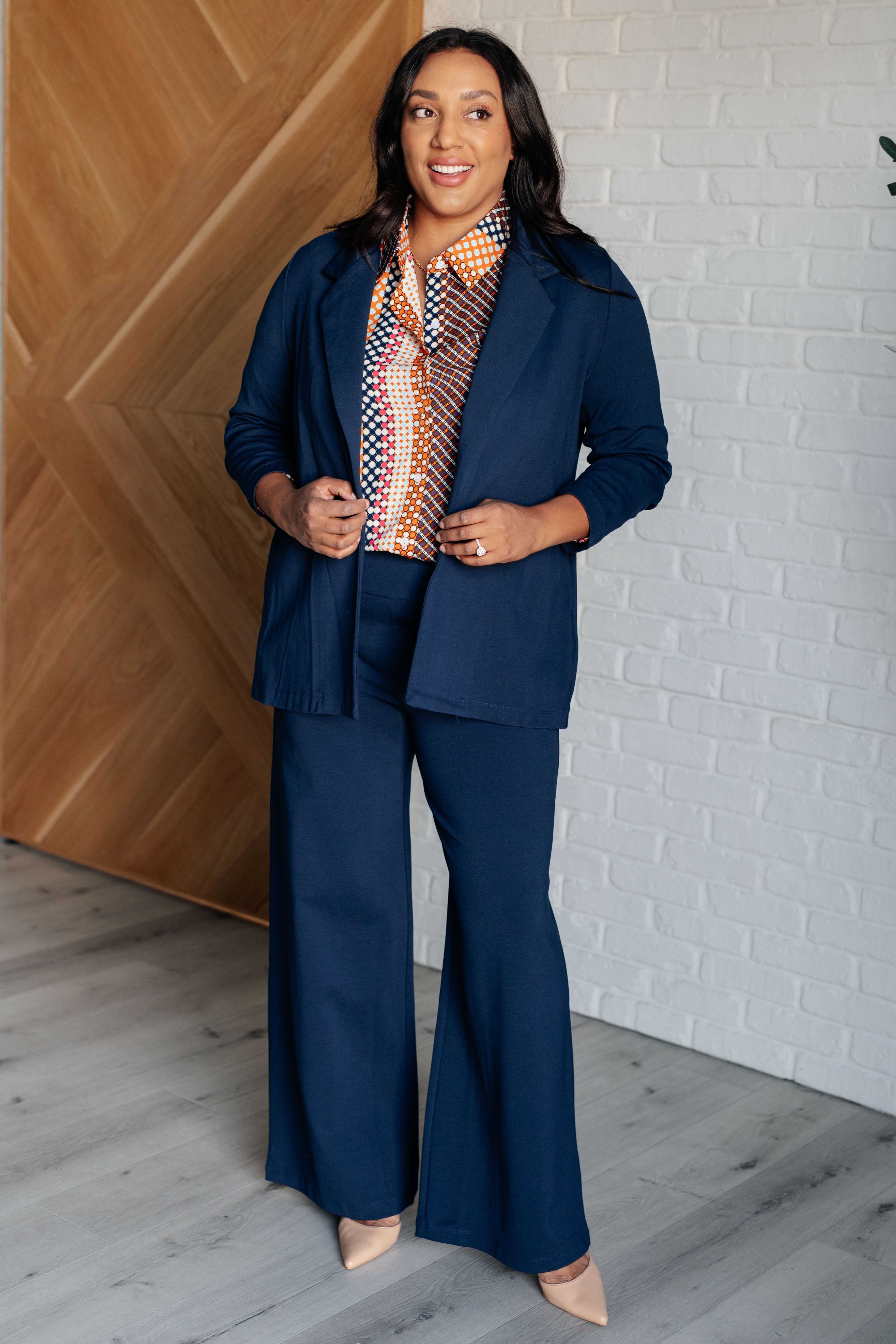 One Eleven North Moderately Mod Polka Dot Button Up Top Tops