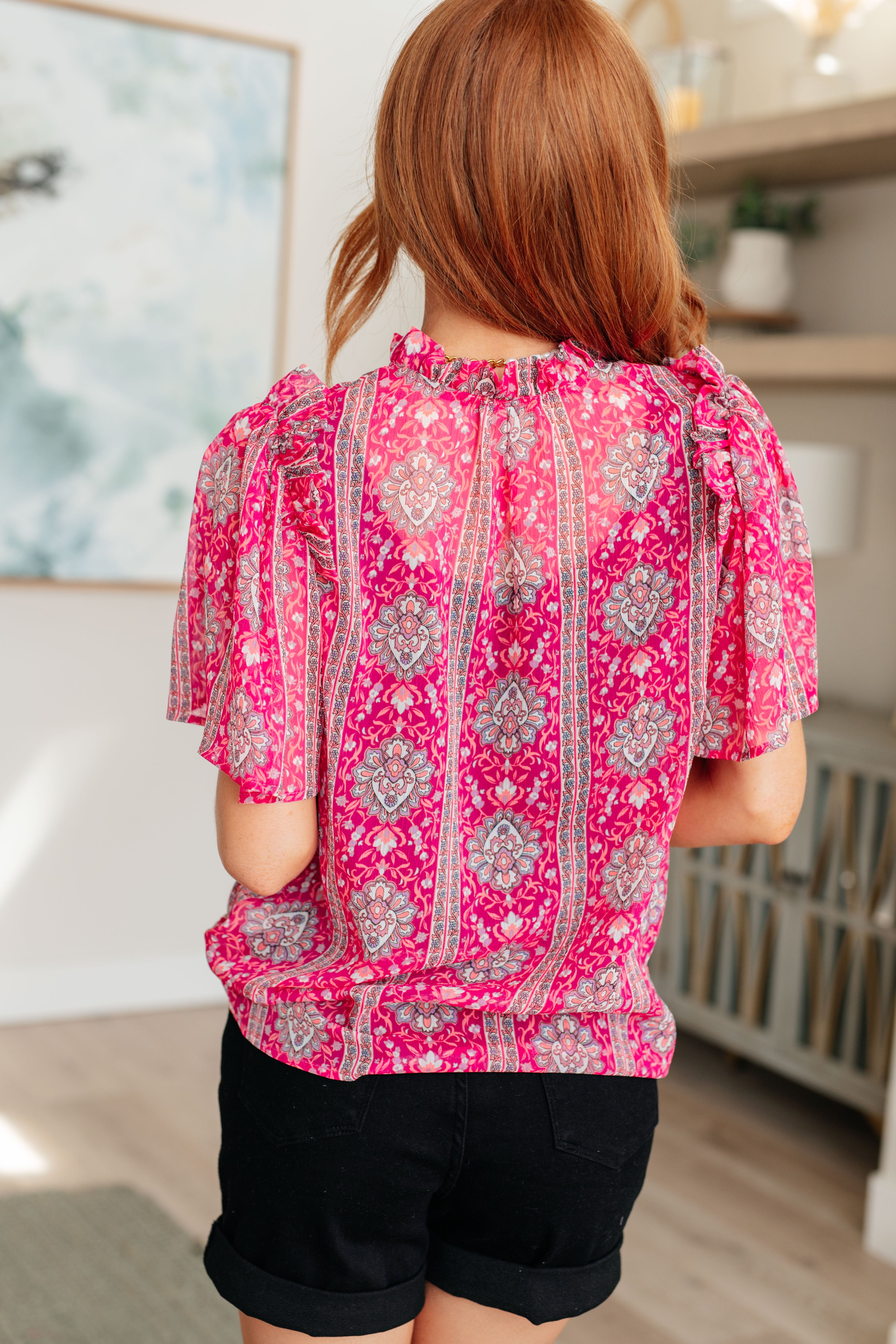GeeGee Moments Like This V-Neck Bell Sleeve Blouse Tops