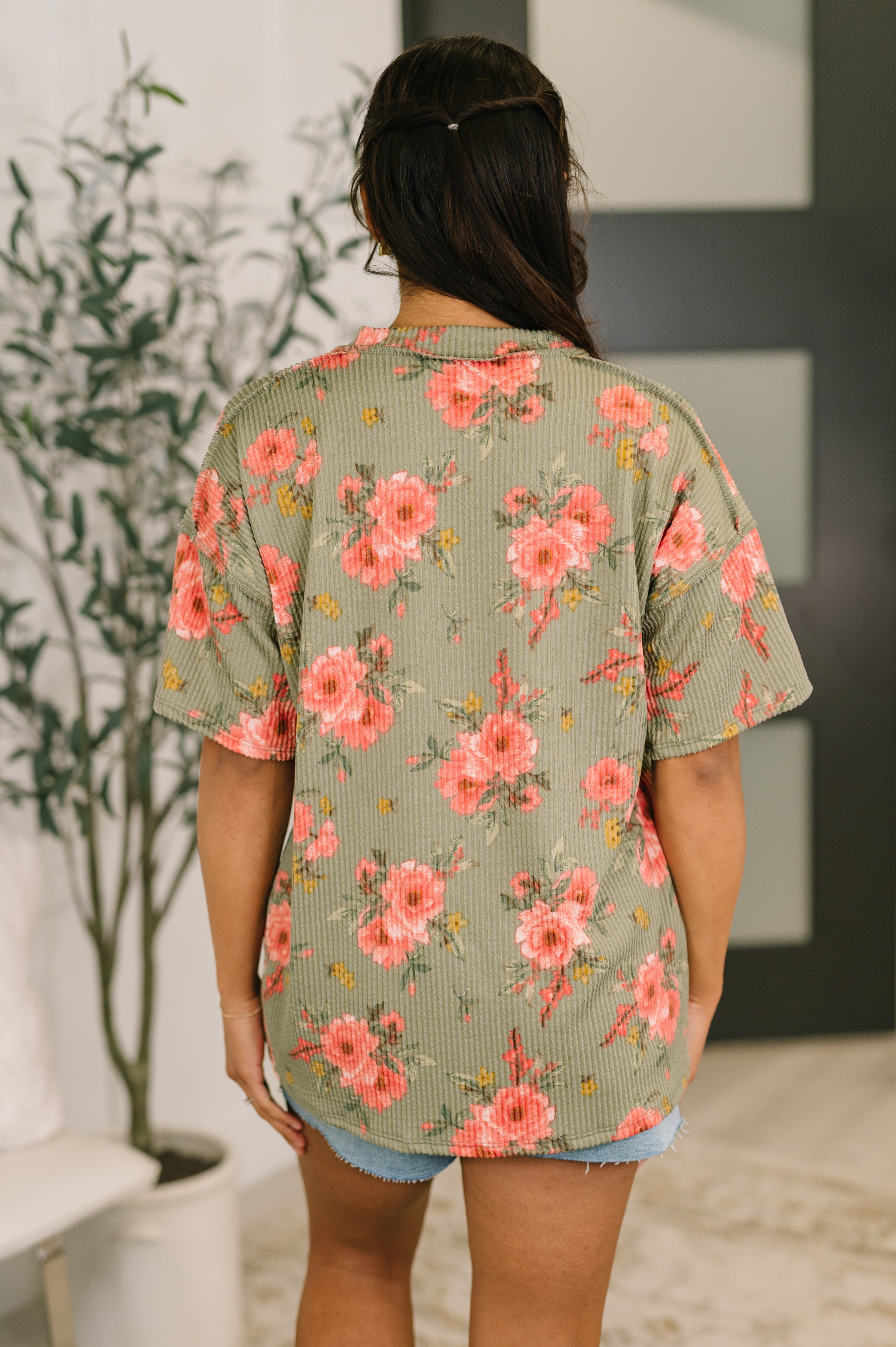 Heimish More Than Butterflies Floral V-Neck Top Womens