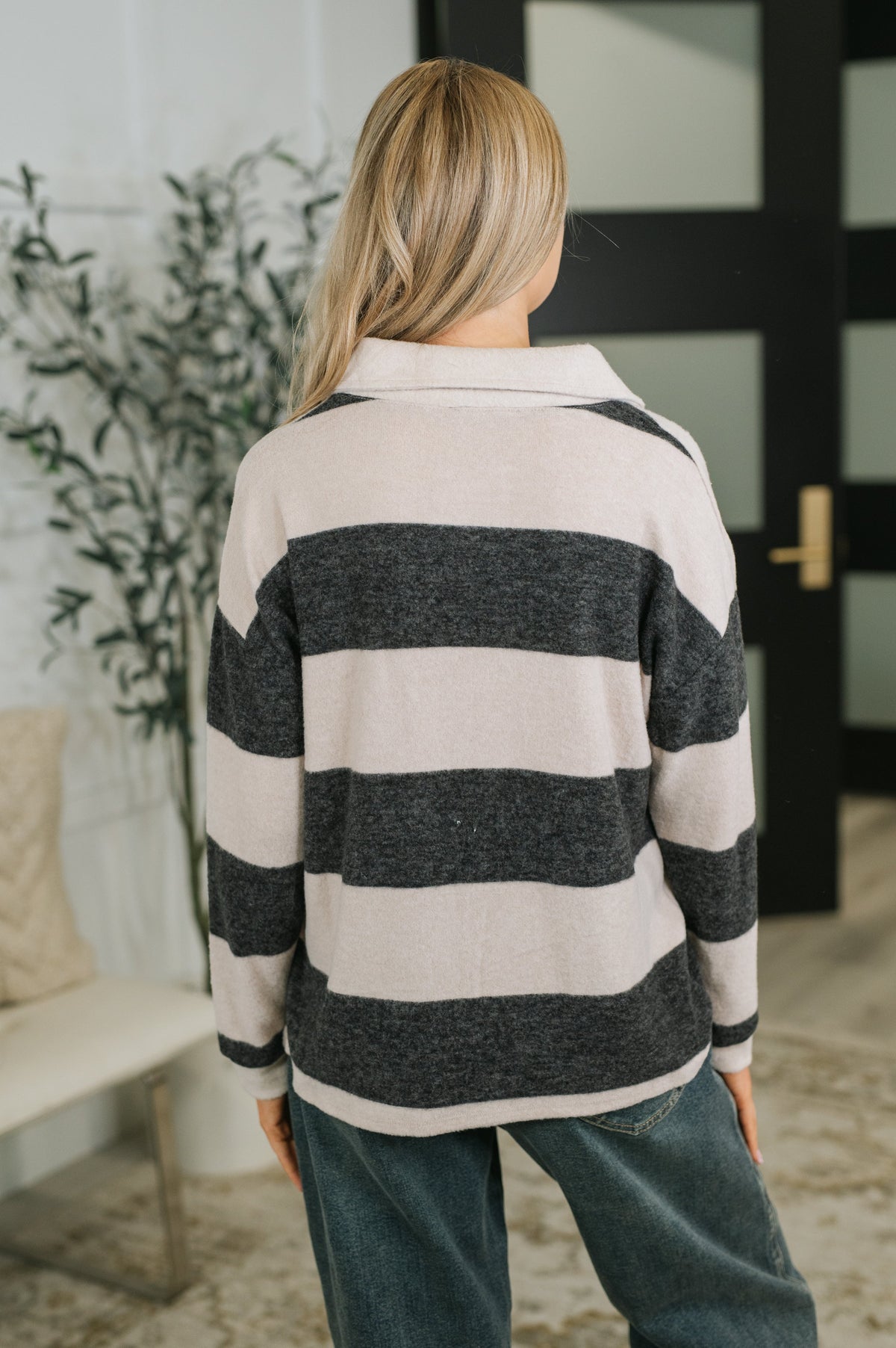 My Dear Friend Collared Relaxed Top in Black Womens