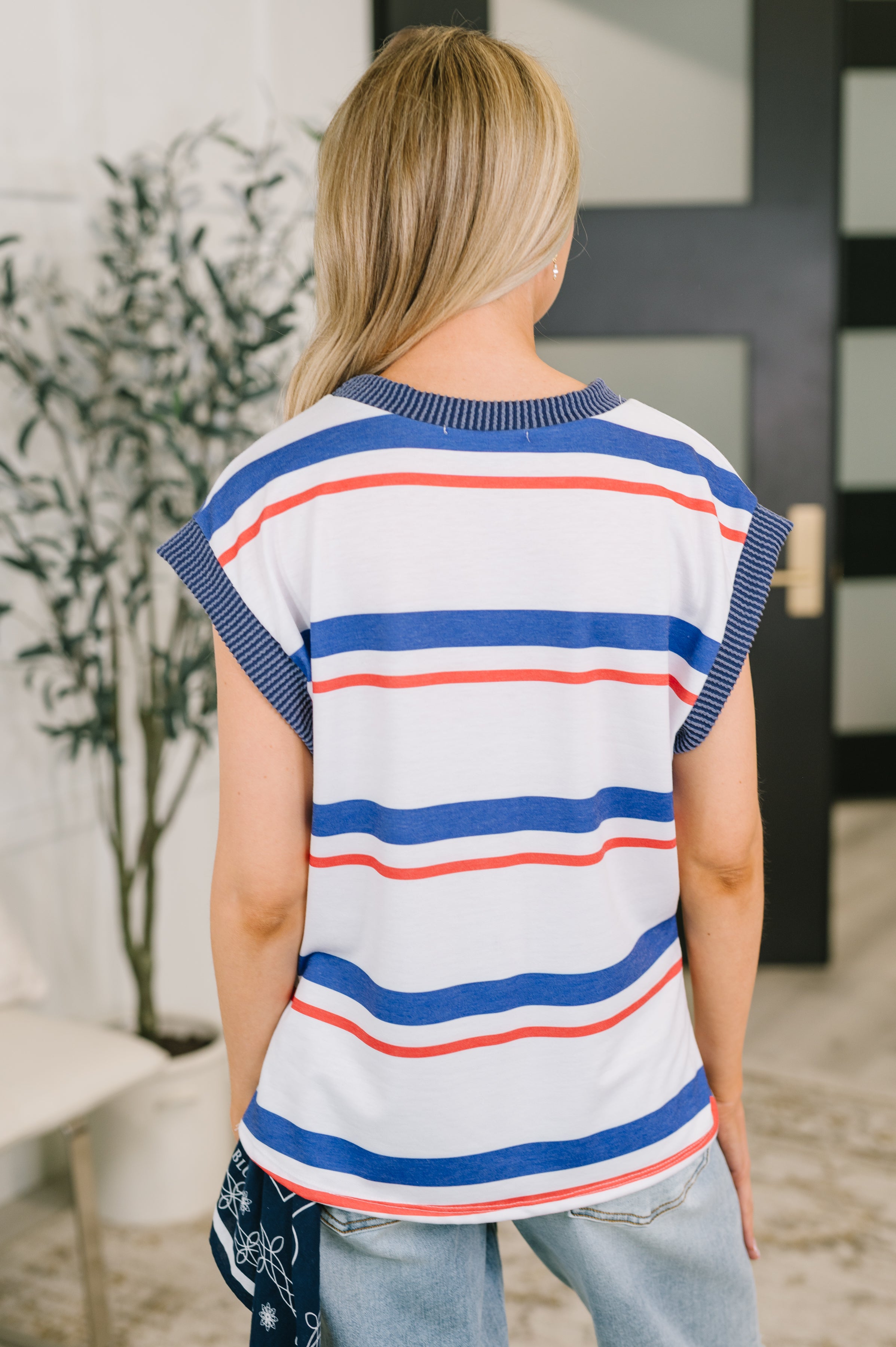 Haptics National Beauty Sleeveless Striped Knit Top Womens