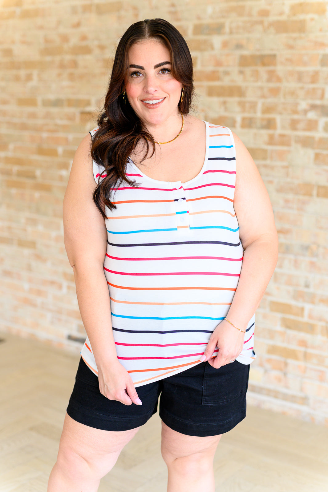 One Eleven North Need A Favor Colorful Henley Tank Tops
