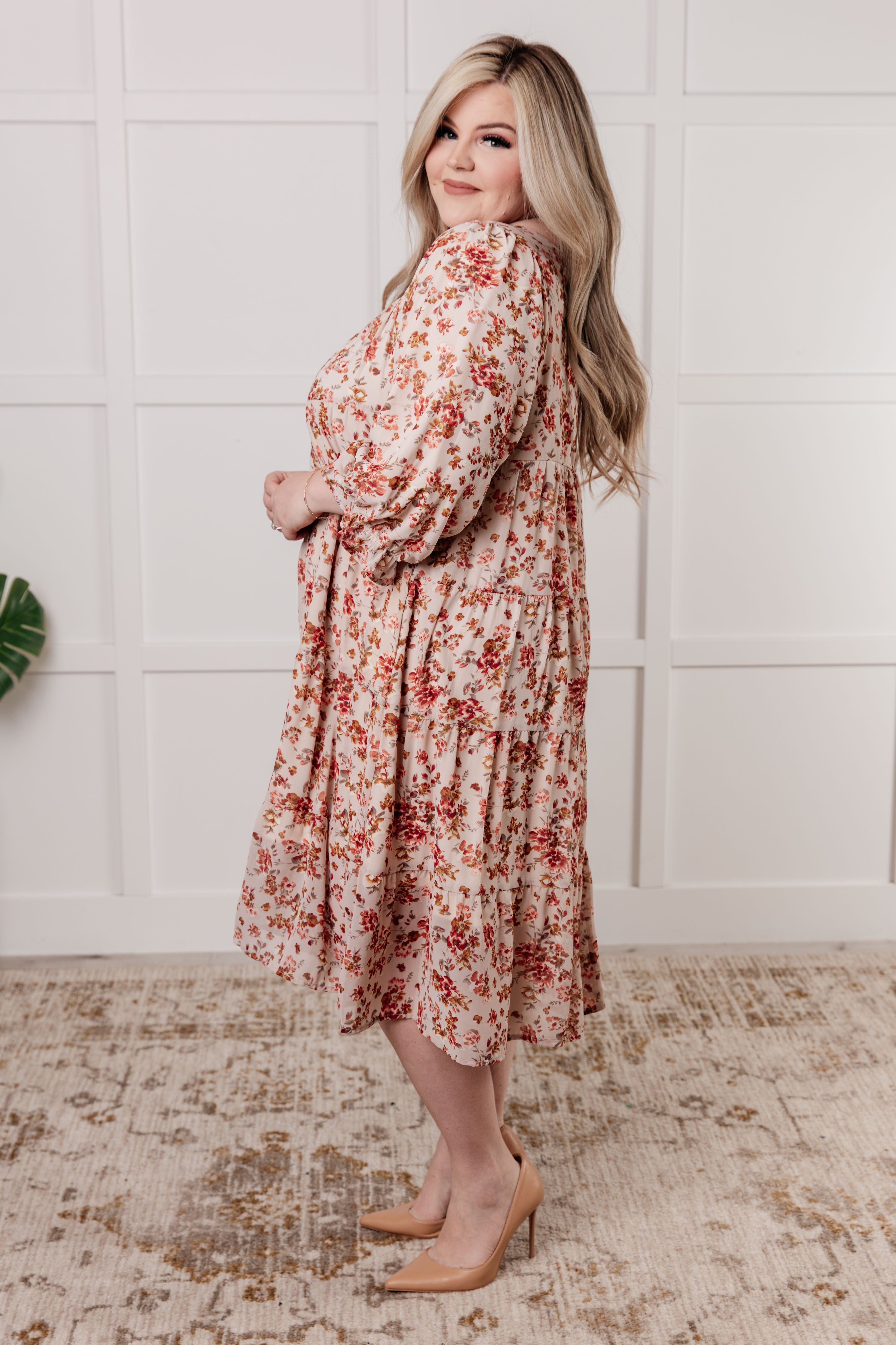 Polagram Next to You Balloon Sleeve Floral Dress Dresses