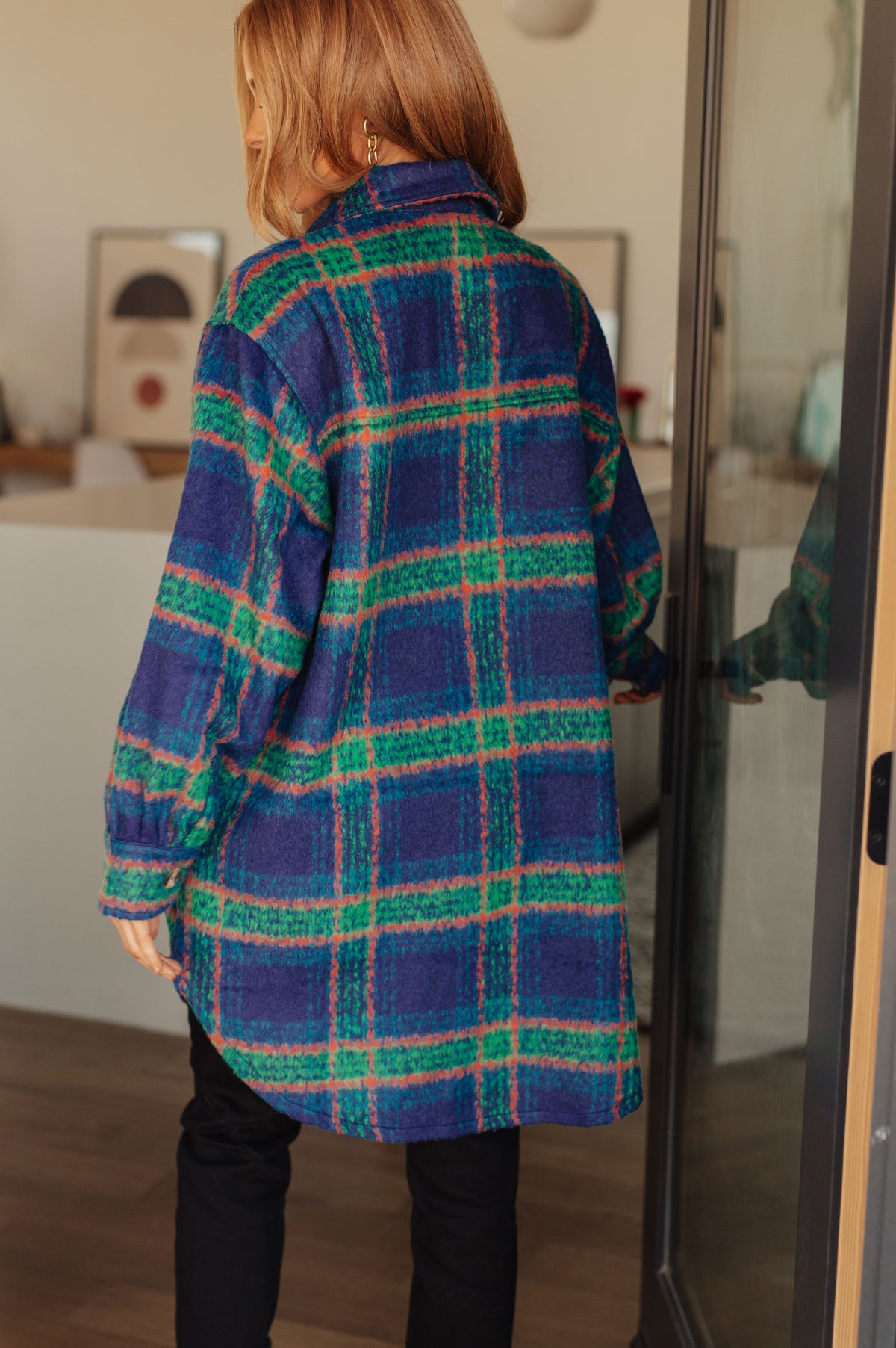 GeeGee No Tears Blue & Green Plaid Coat Layers