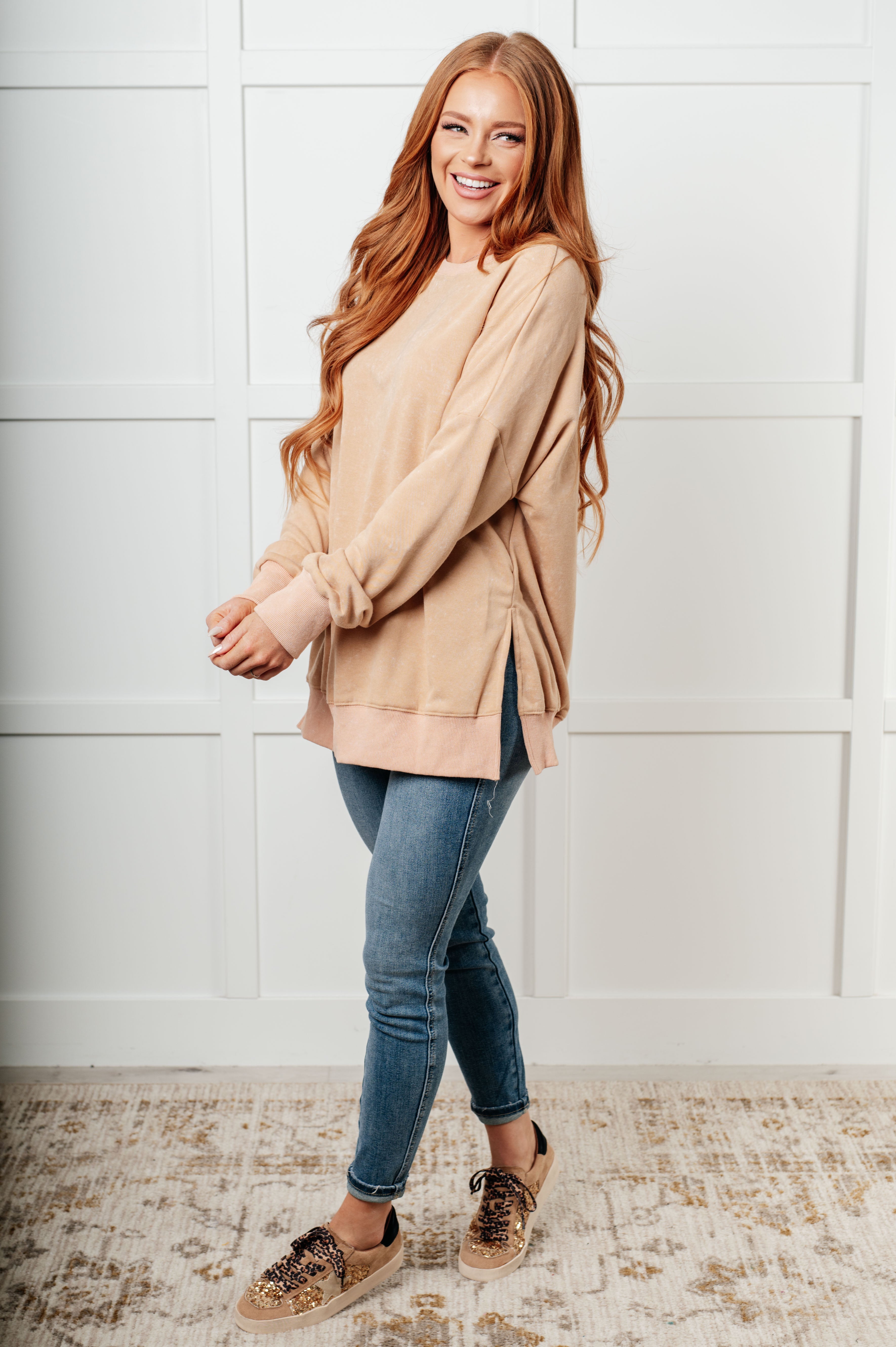 One Eleven North No Plain Jane Oversized Sweatshirt in Khaki Tops
