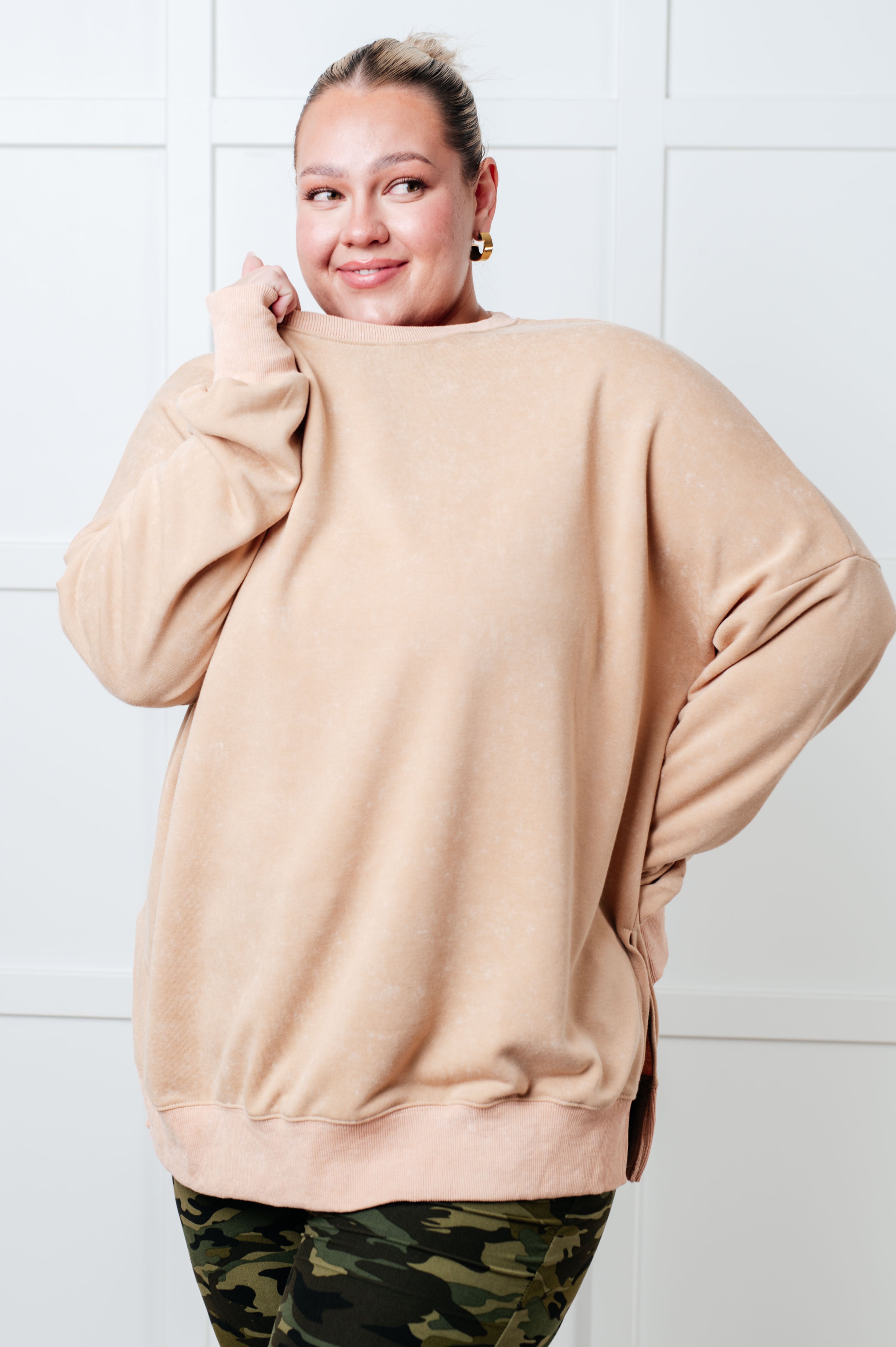 One Eleven North No Plain Jane Oversized Sweatshirt in Khaki Tops