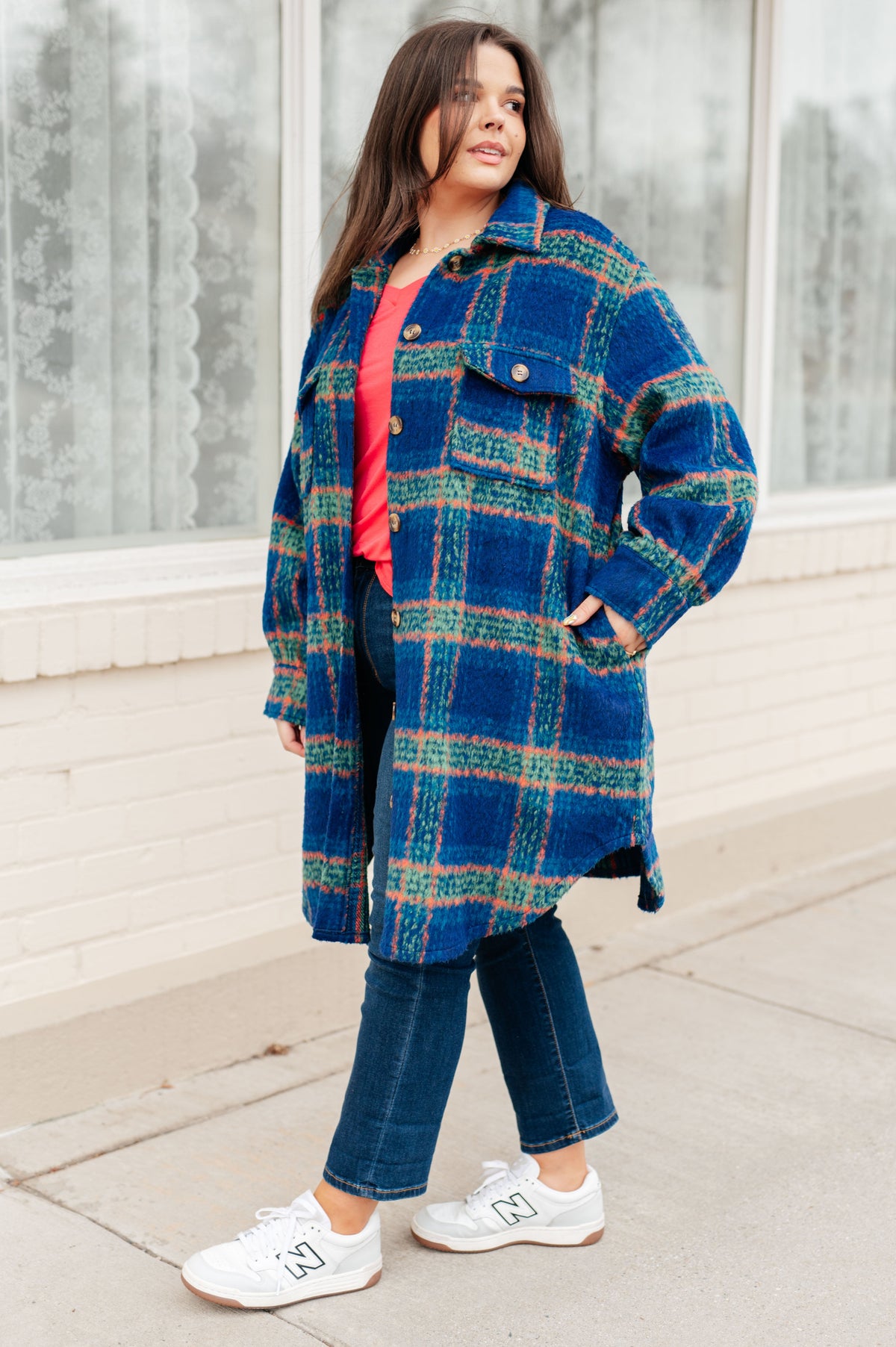 GeeGee No Tears Blue & Green Plaid Coat Layers