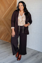 Jodifl Office Safari Keyhole Tie Detail Animal Print Blouse Blouses