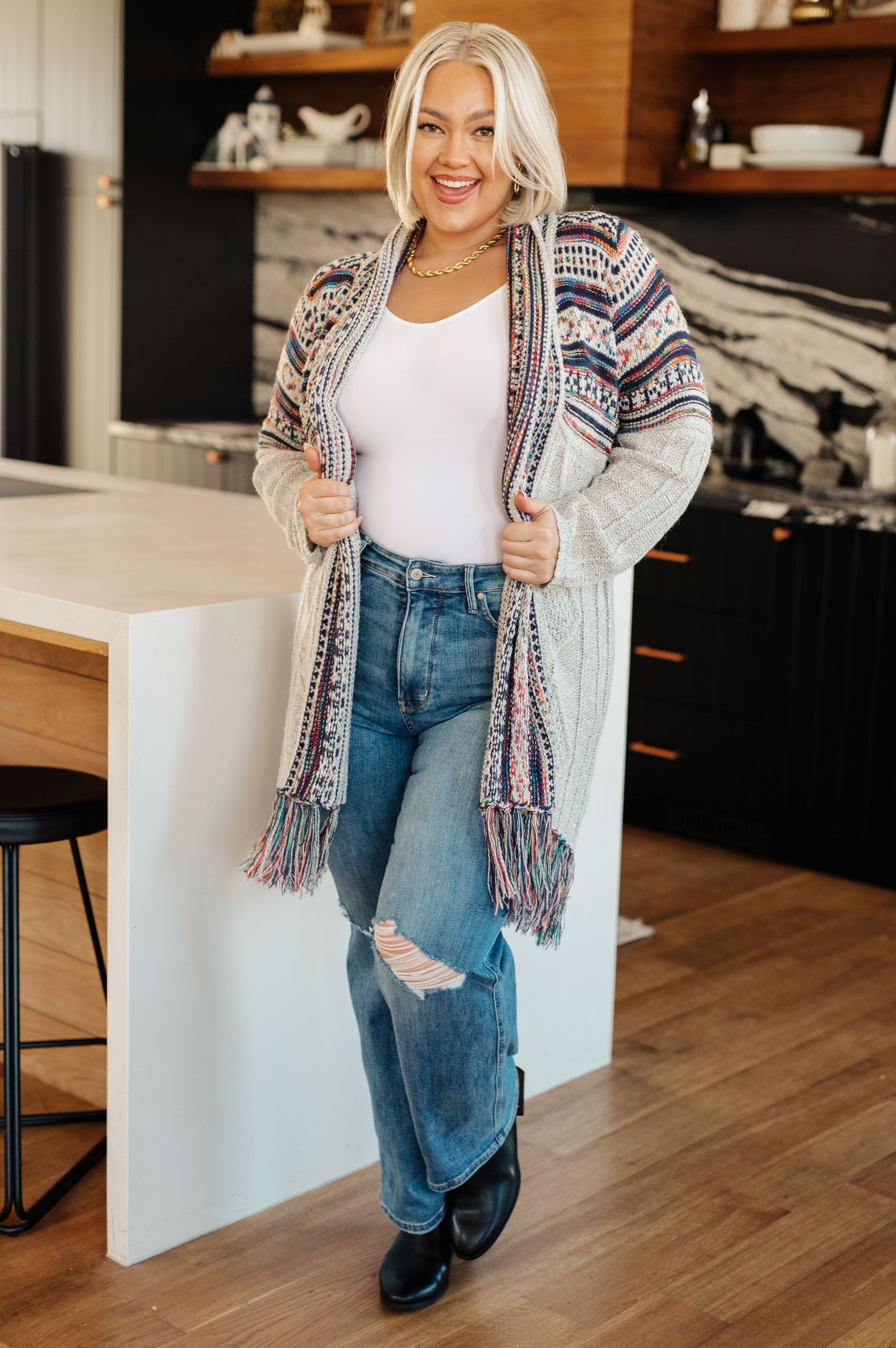 Haptics Oh So Lucky Fringe Cardigan Cardigan