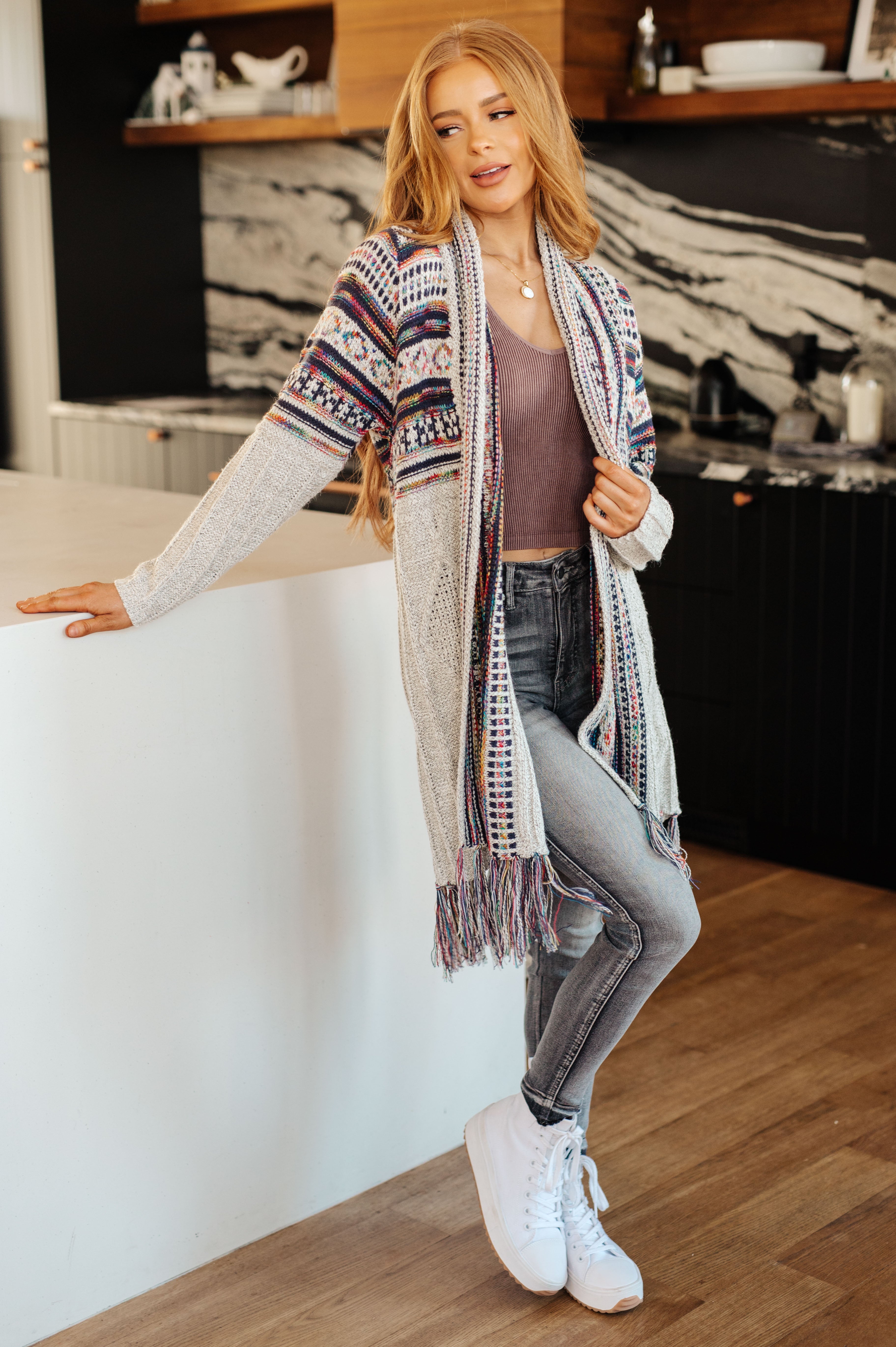 Haptics Oh So Lucky Fringe Cardigan Cardigan