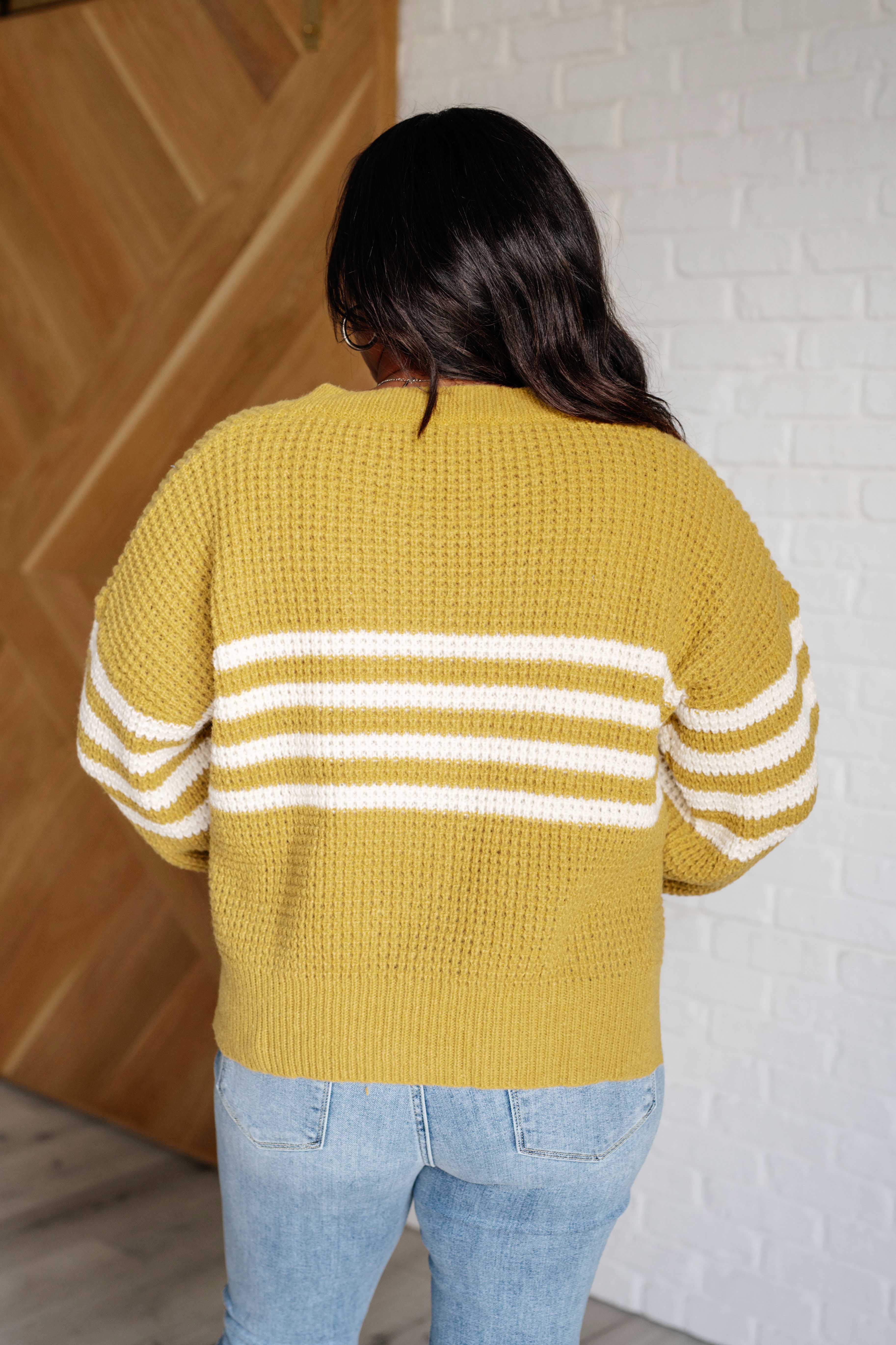 GeeGee On Top of the World Mustard Striped Cardigan Layers