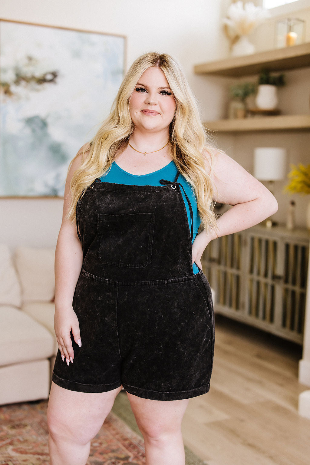 White Birch On a Journey Washed Shortalls Jumpsuits & Rompers