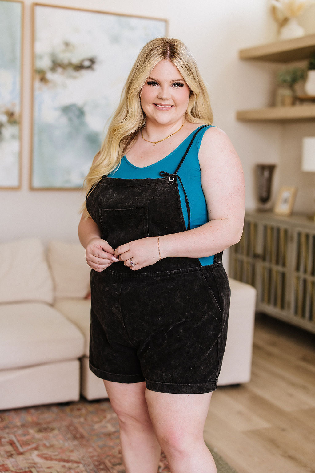 White Birch On a Journey Washed Shortalls Jumpsuits & Rompers