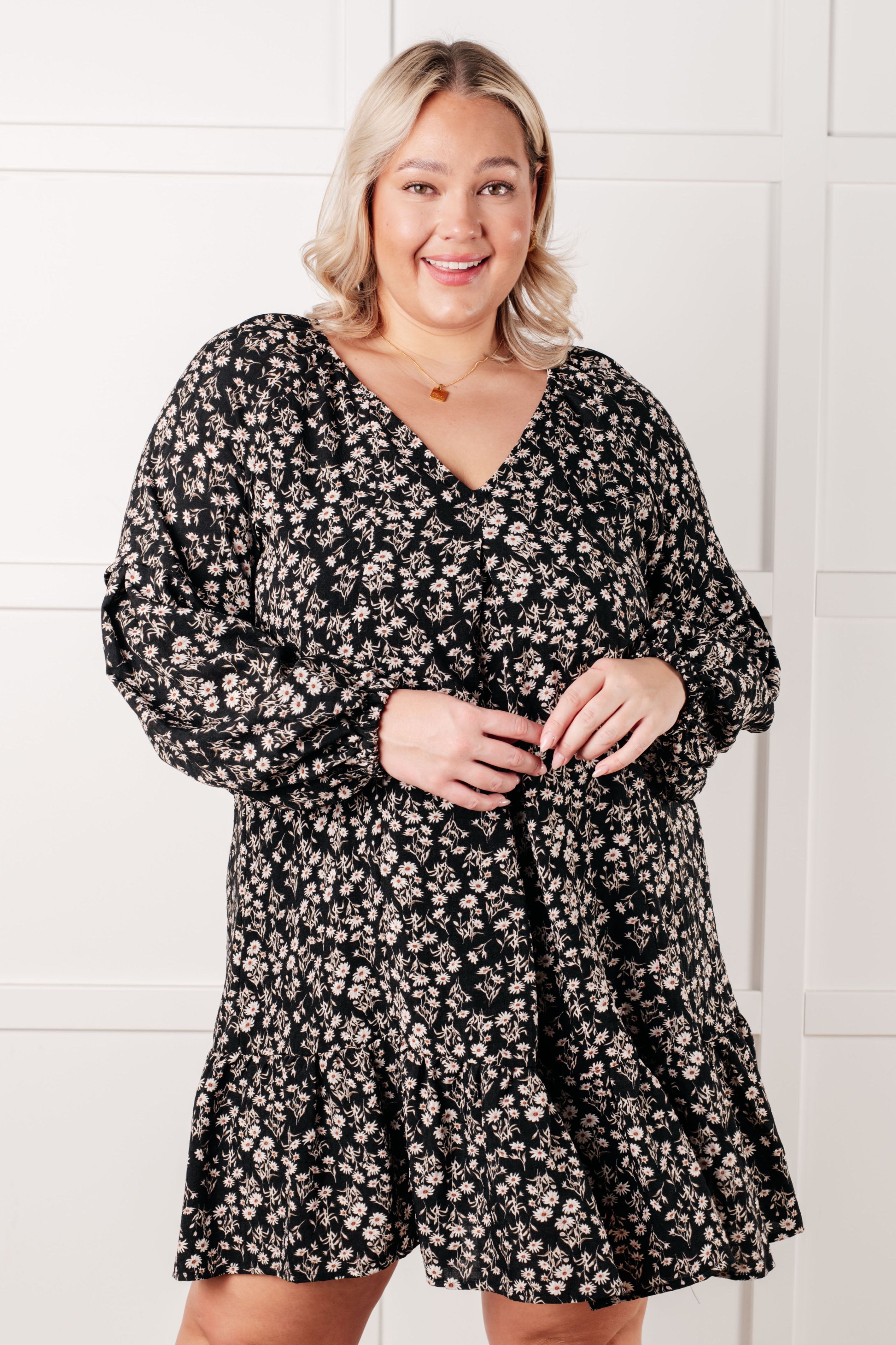 Very J Once Again V-Neck Floral Babydoll Dress Dresses