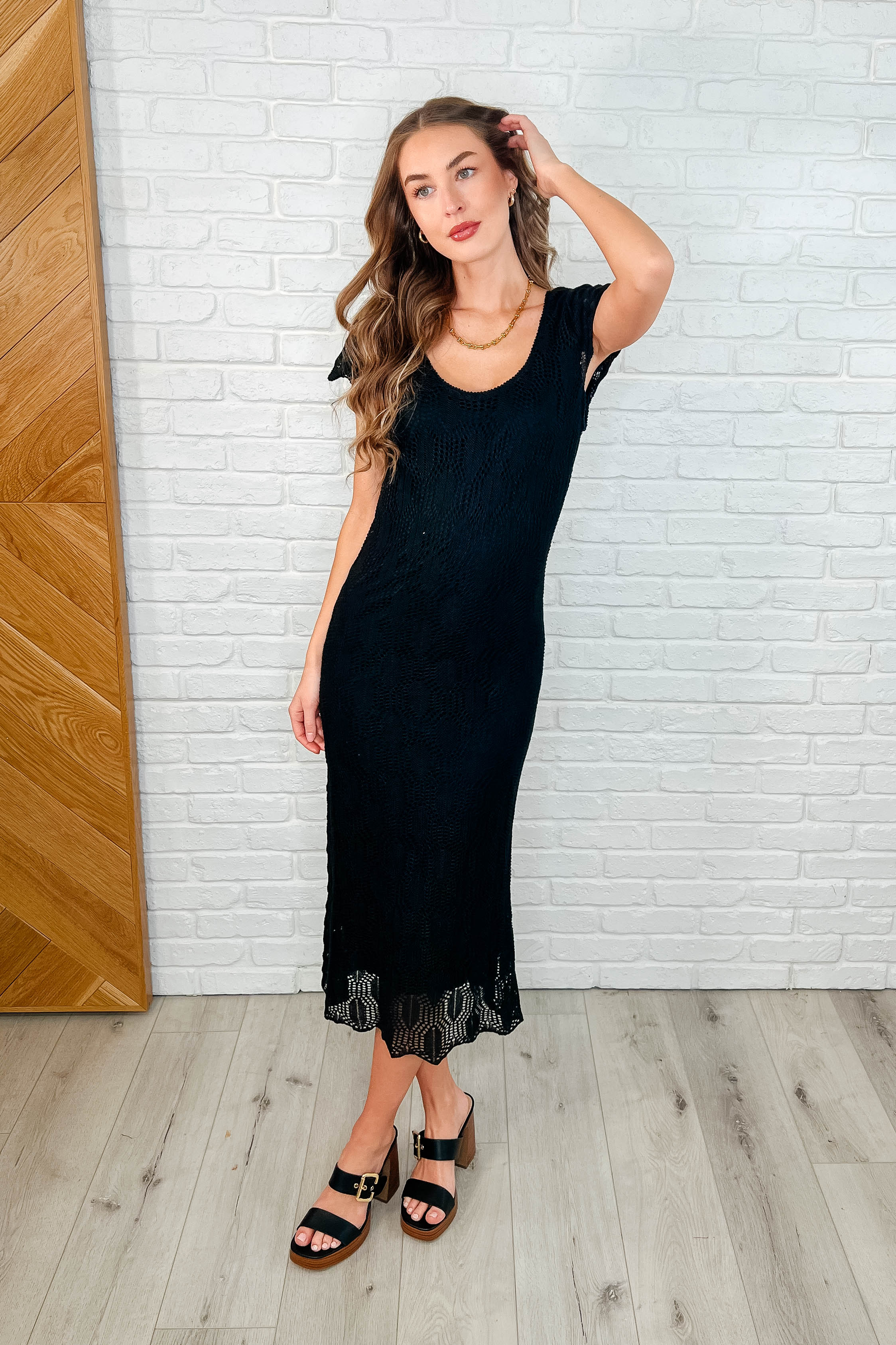 White Birth On the Town Lace Scoop Neck Dress in Black Womens