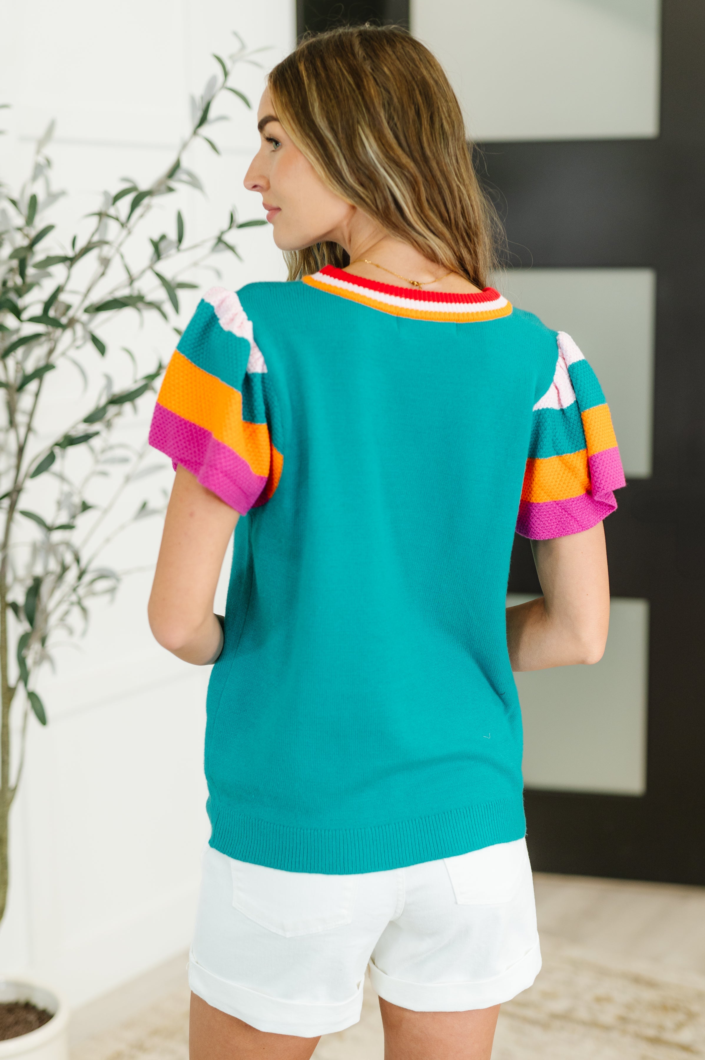 One Eleven North Perfect Playlist Color Block Sleeve Top Womens