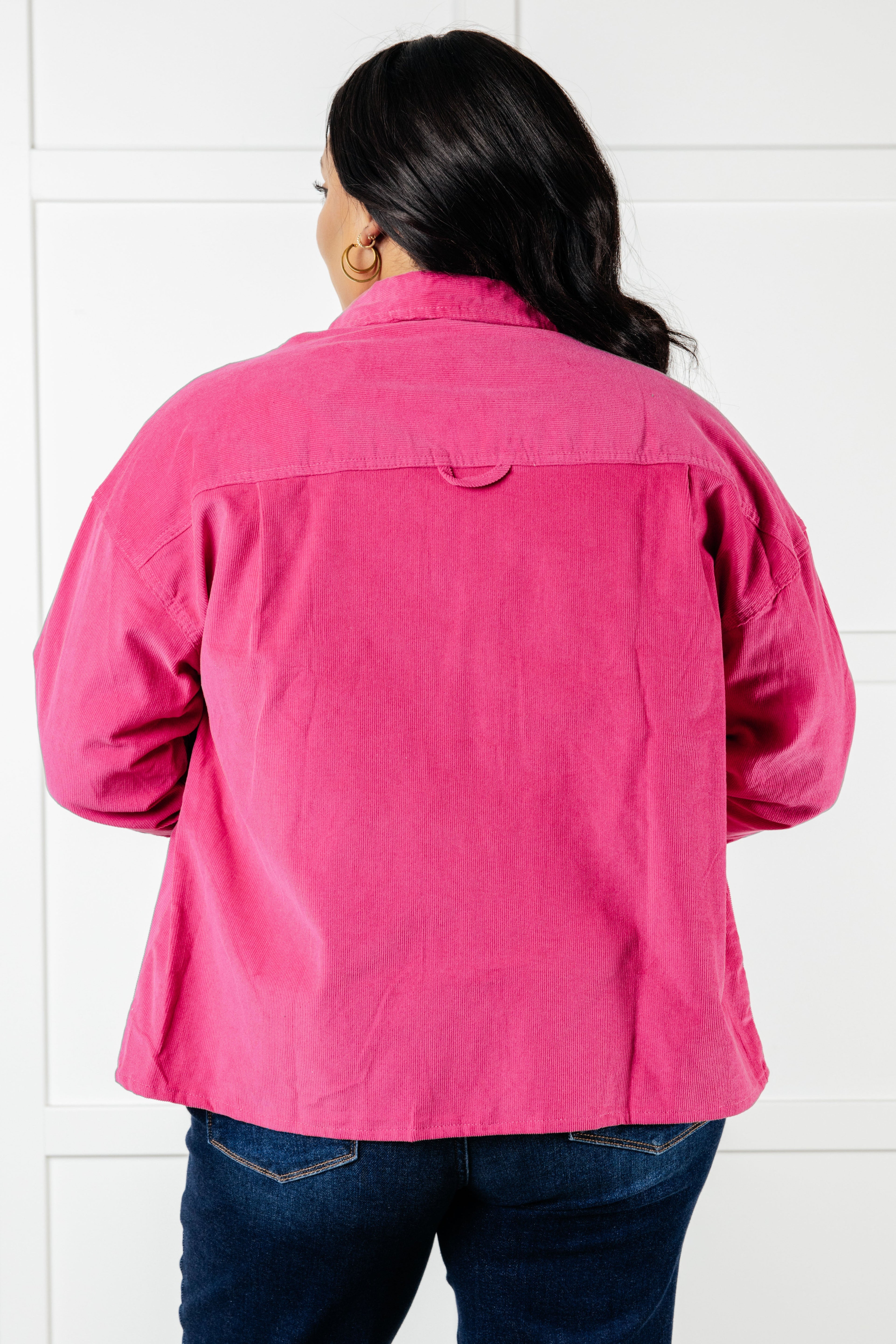 Jodifl Perfect Pop of Pink Corduroy Jacket Layers