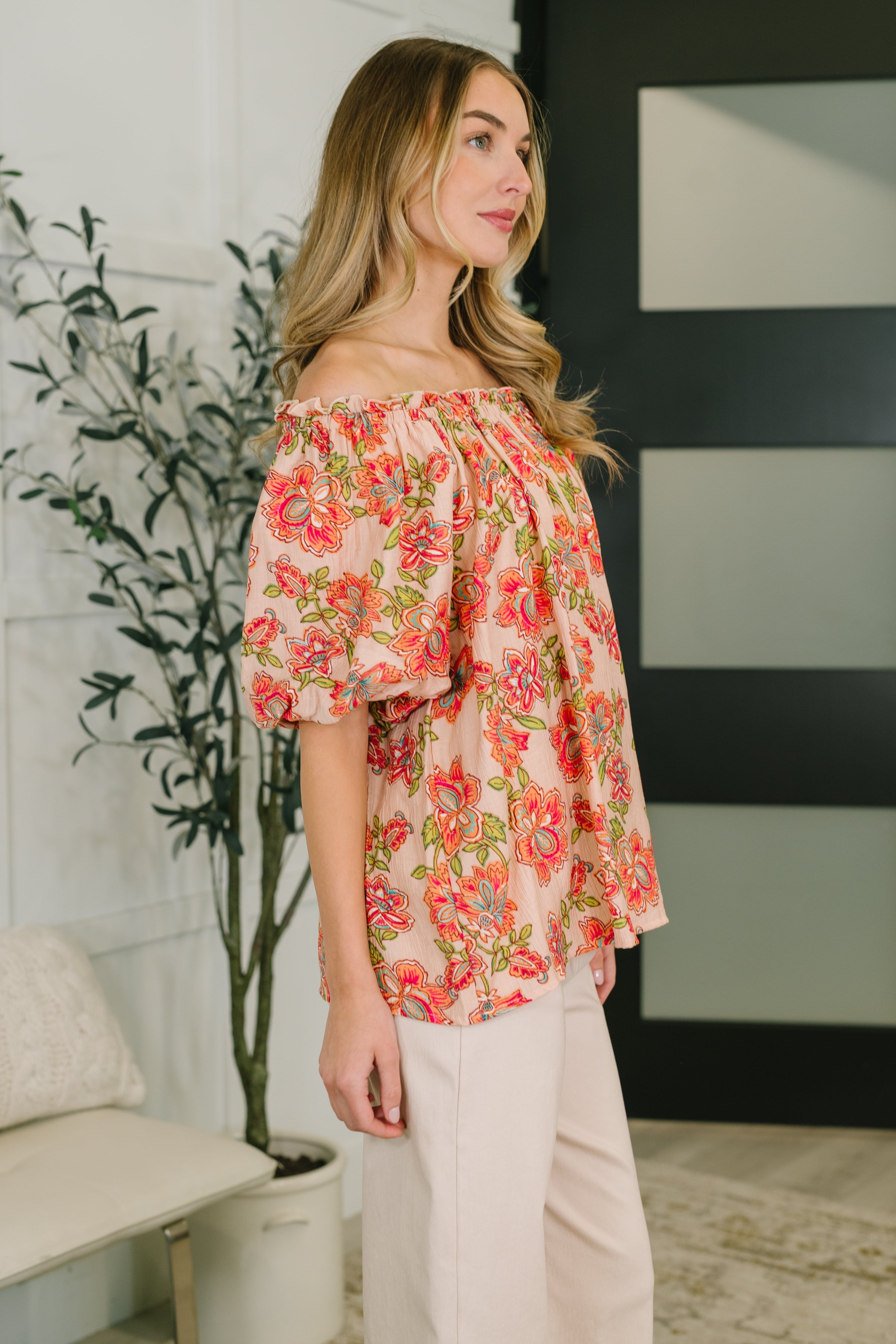 Easel Petal Perfect Off the Shoulder Blouse Womens
