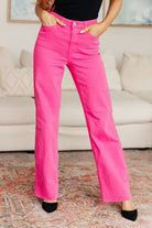 Judy Blue Barbara High Rise Hot Pink Garment Dyed 90's Straight Jeans 24W Jeans