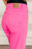 Judy Blue Barbara High Rise Hot Pink Garment Dyed 90's Straight Jeans Jeans