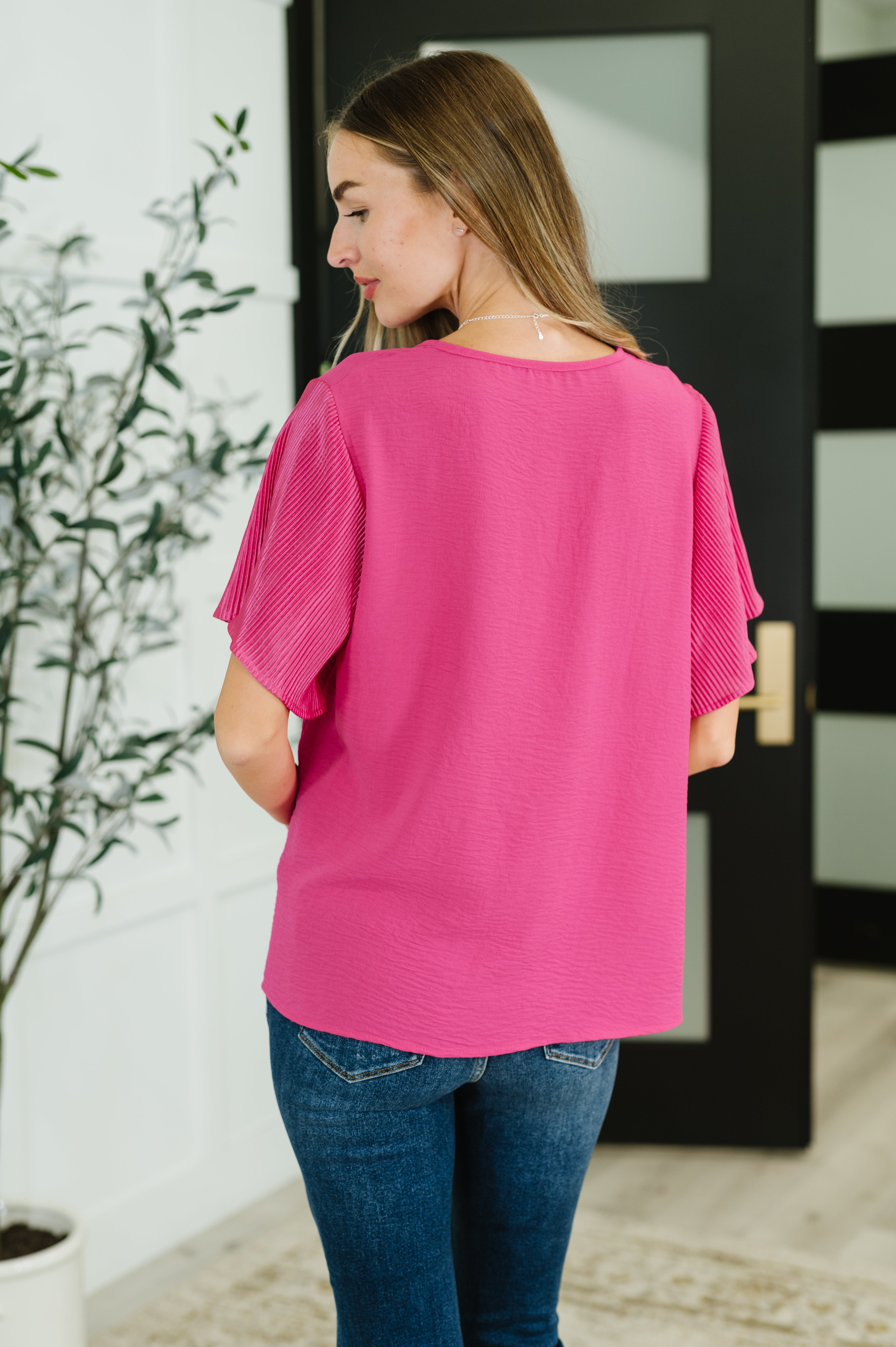 Now N Forever Pink and Perfect Ruffle Sleeve Top Tops
