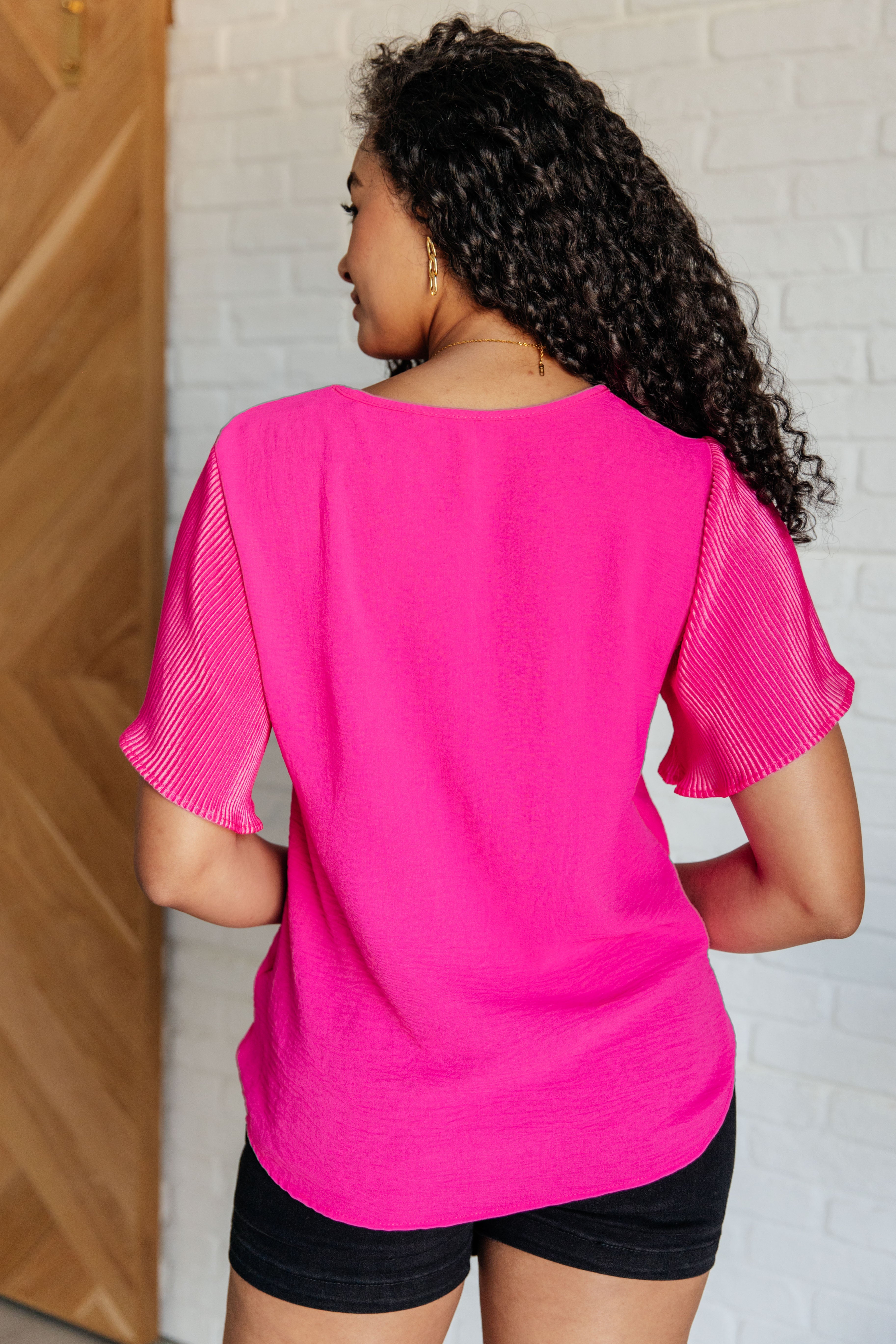 Now N Forever Pink and Perfect Ruffle Sleeve Top Tops
