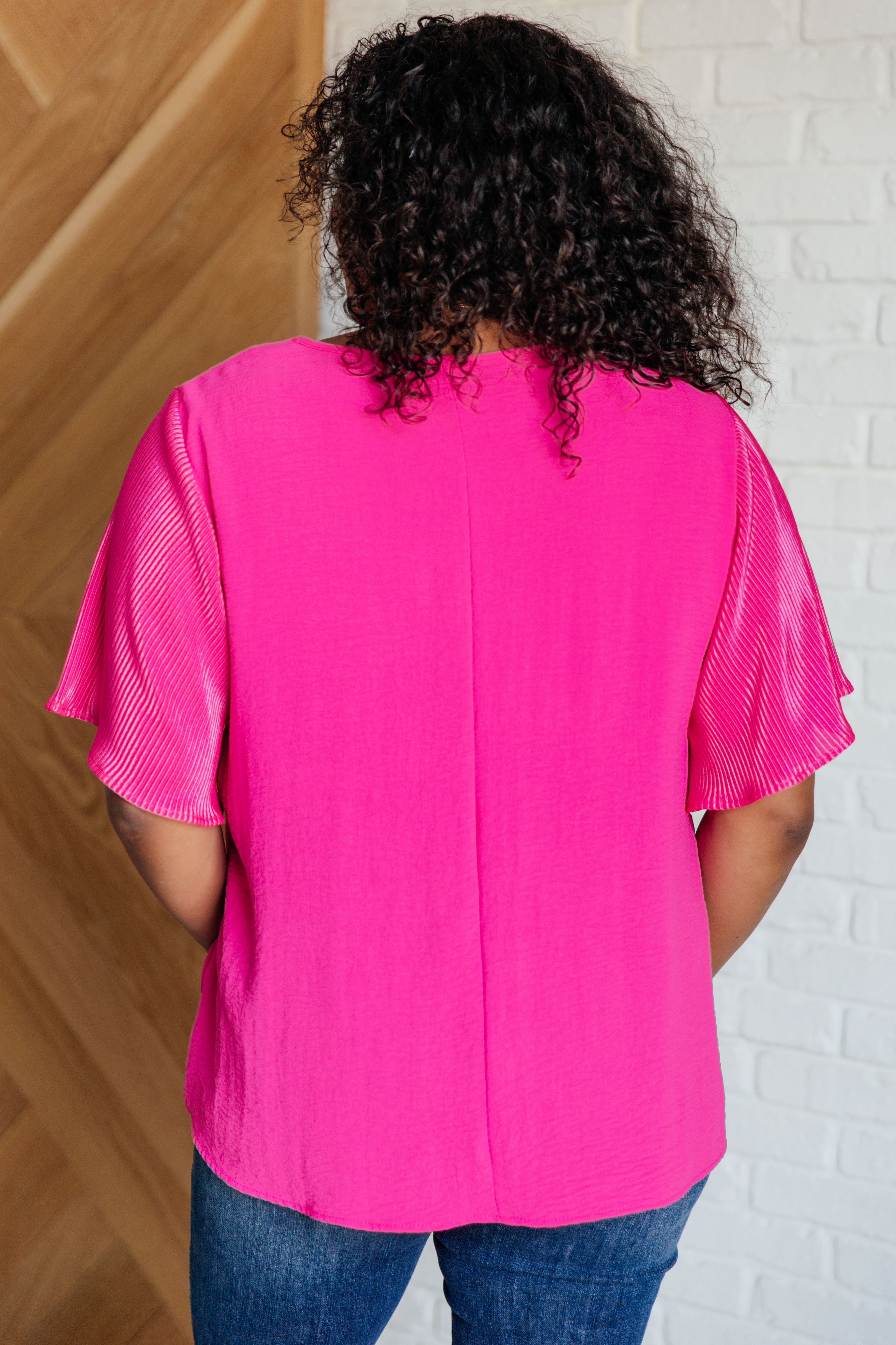 Now N Forever Pink and Perfect Ruffle Sleeve Top Tops